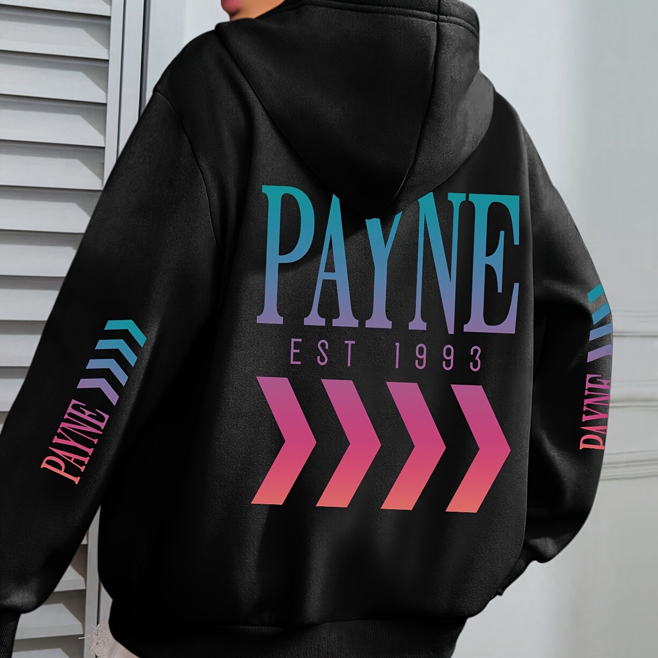 TEMU Women's Plus Size Letter Graphic Hoodie - 100% Polyester Relaxed Fit Long Sleeve Sweatshirt With Front Pocket, 250gsm Machine Washable Casual