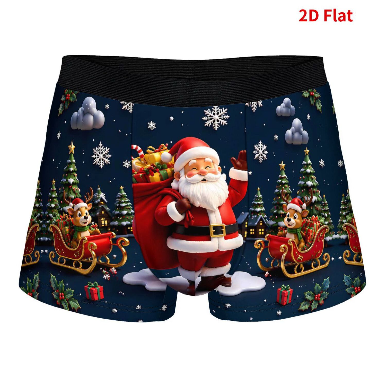 TEMU 2d Print Design Sleigh Pattern Underpants Lightweight