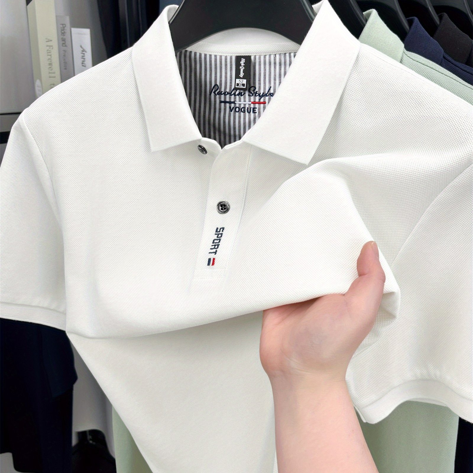 Image of Carterma Crrtmaro Men's Summer Short Sleeve Lapel T-shirt, All-cotton Casual Mercerized Cotton Shirt, Penguin-2579