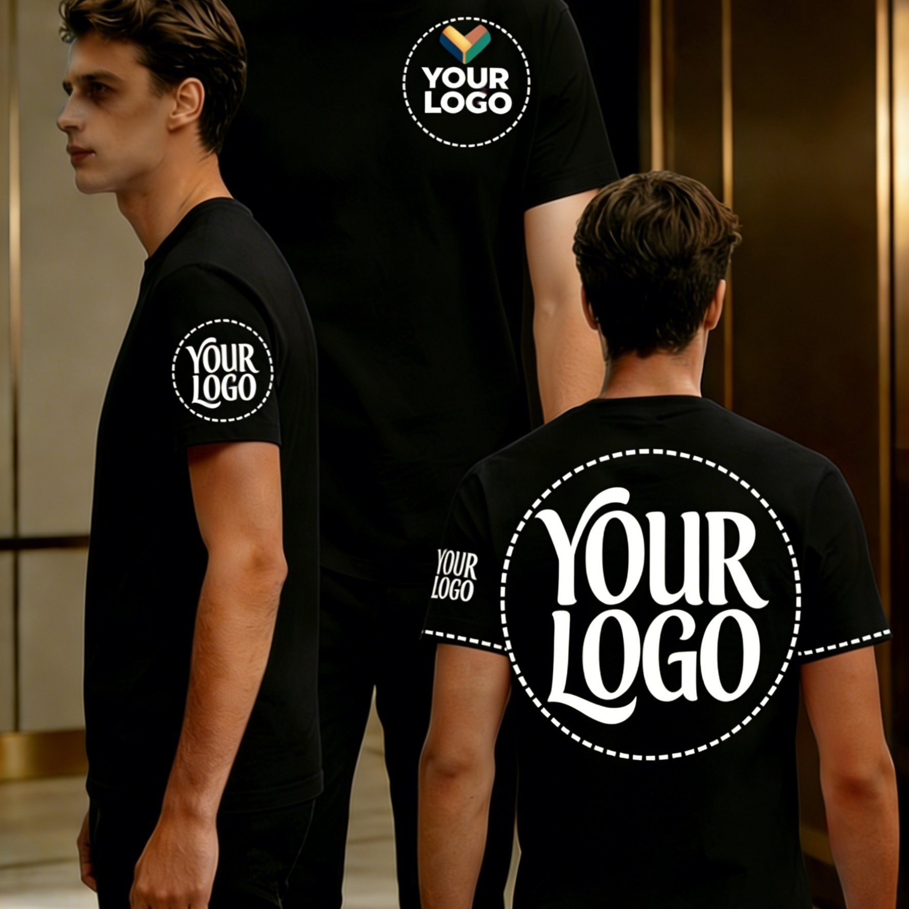 TEMU [customized] Men's Round Neck Short Sleeve T-shirt, Personalized With Custom Text, Logo, Or Photo, Suitable For Casual Wear, Workwear, Dance