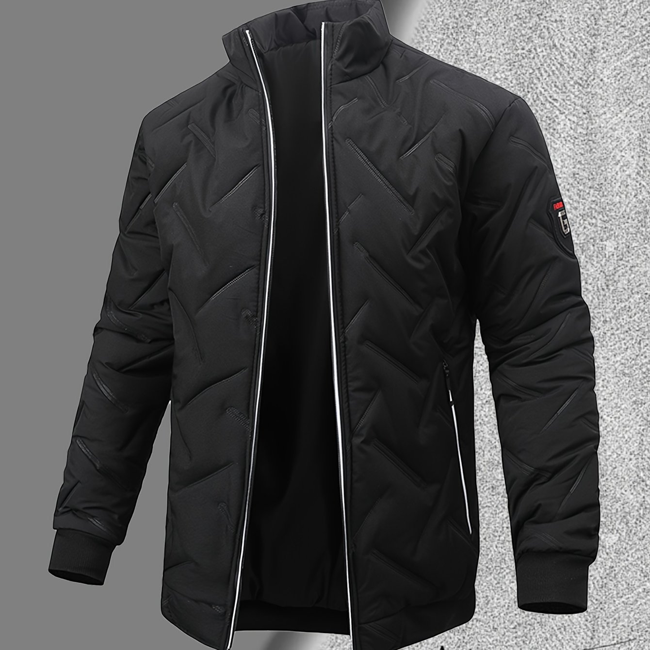 Image of Men's Thickened Jacket Coat For Autumn And Winter, Thickened Stand Collar Top, Warm Thickened Jacket, Men's Motorcycle Jacket, Warm Outerwear, Men's Sportswear And Functional Warm Jacket