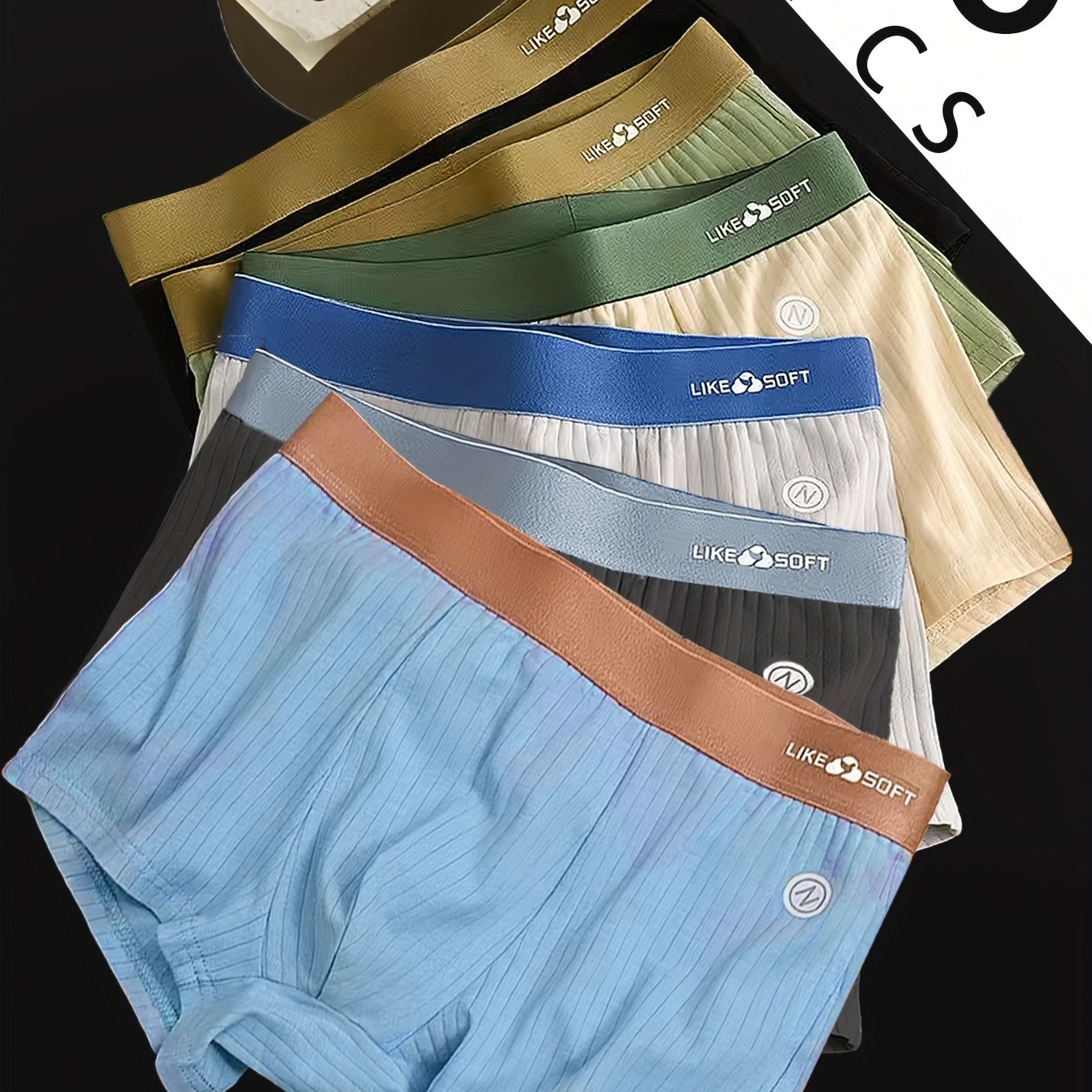 TEMU 6pcs Random Men's Striped Boxer Briefs Set, Style, Letter Waistband, Contrast Colors, Suitable For Daily Wear