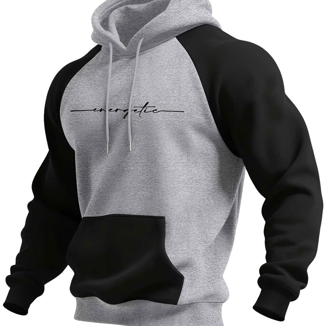 TEMU Men's Trendy Print Hooded Sweatshirt, Casual Daily Wear Sporty Pullover, Autumn Essentials