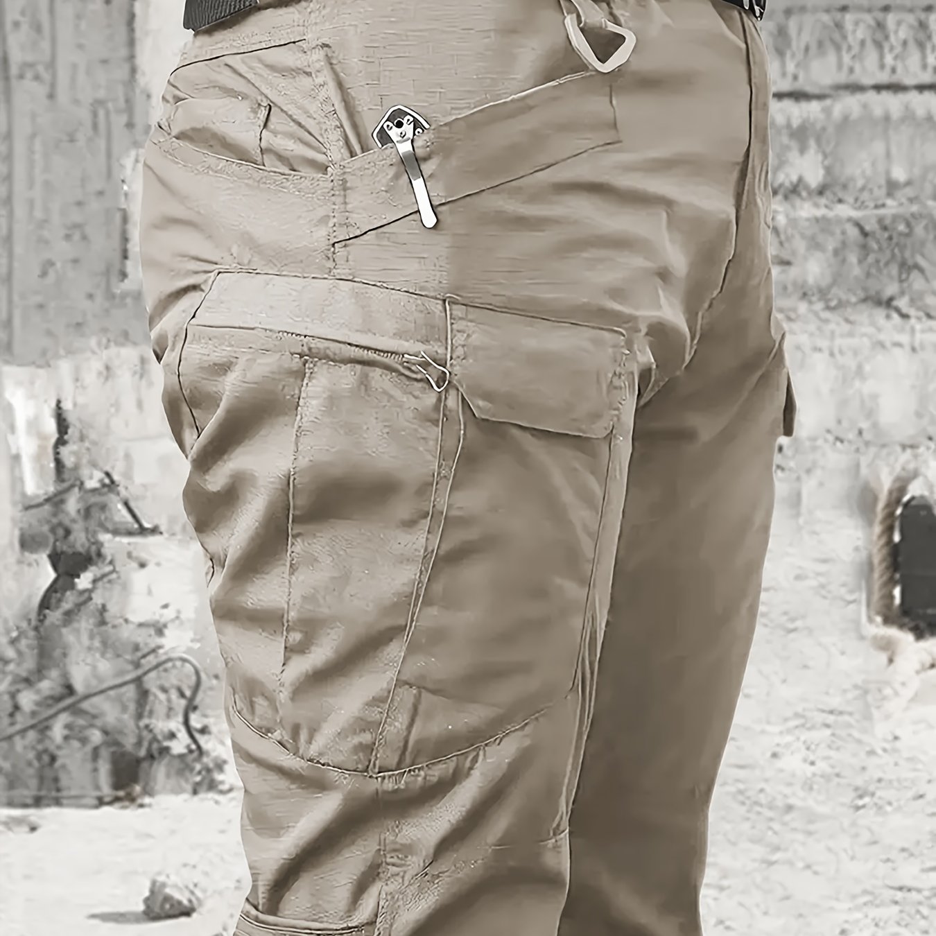 TEMU Men's Tactical Cargo Pants, Multi-pocket, Tear-resistant, Durable, Suitable For Outdoor Travel, Hiking, Fishing, Construction Commuting Work, No