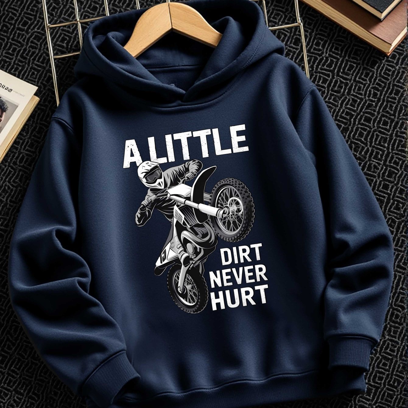 TEMU 1205 A Little Dirt Never Hurt Autumn And Winter Boys Casual Hoodie Fashion Sports Print Sports Outdoor