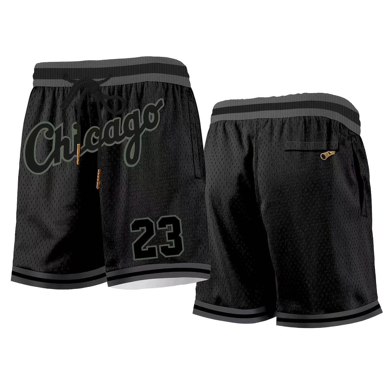 TEMU Men's Basketball Shorts Black # 23, Classic And Stylish Breathable Casual Sports Pants, High-end Letter Embroidered Ball Pants, Outdoor Sports