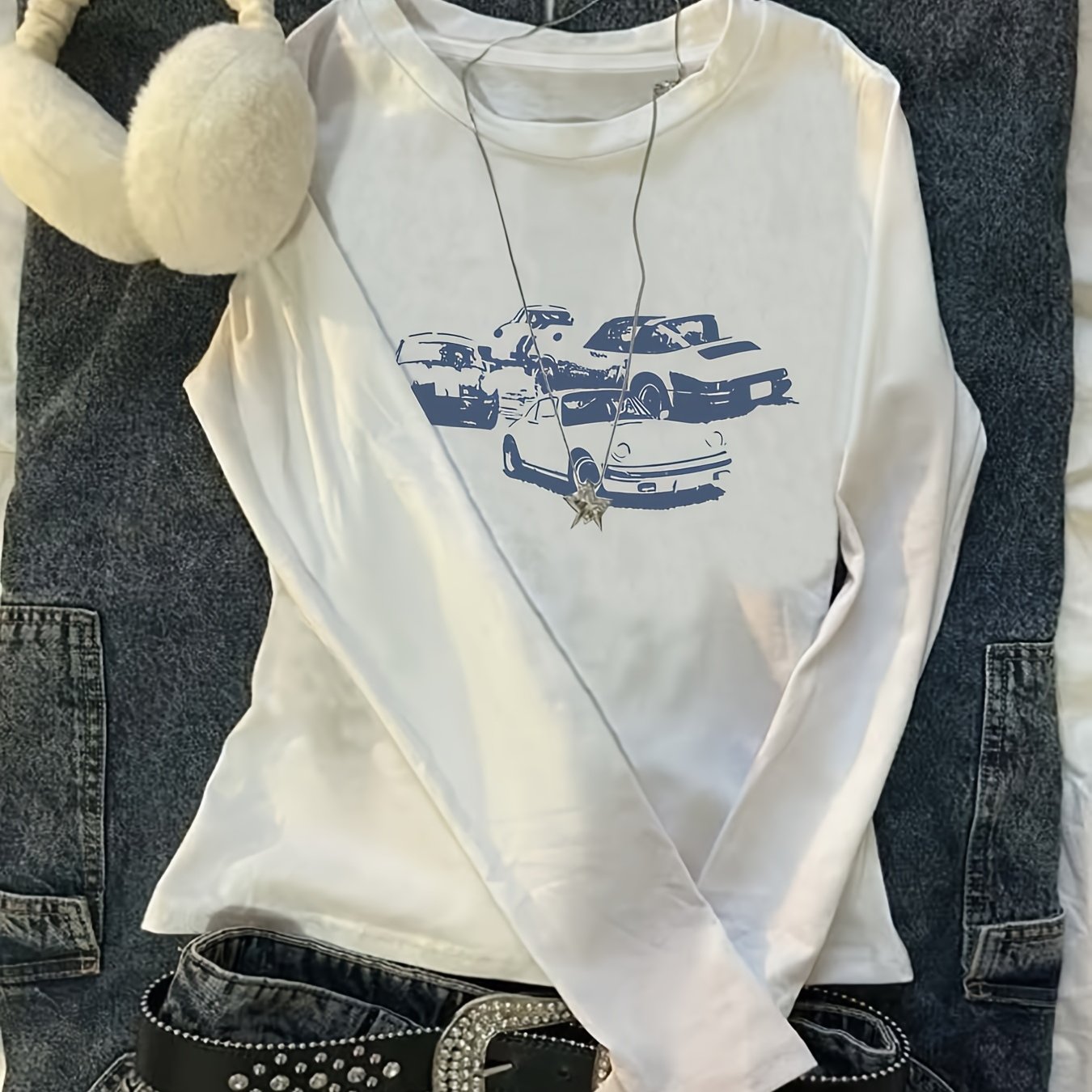 TEMU A New Women's Casual Top, European And American Trendy Ins-style Vintage Y Loungewear, Form-fitting, Elegant, And Beautiful Long-sleeve T-shirt