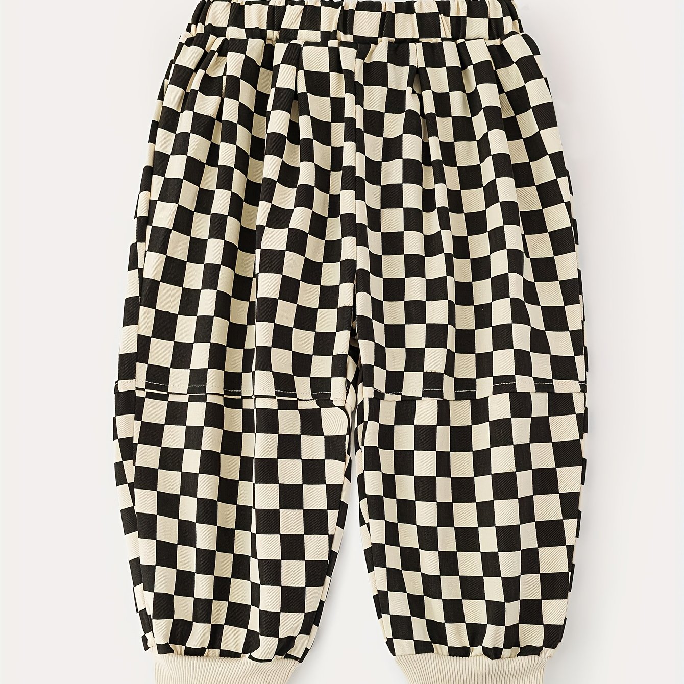 Image of Unisex Children's Checkered Pocket Jogger Pants For Outdoor Casual Wear, Autumn/winter Trousers, Perfect For Outdoor