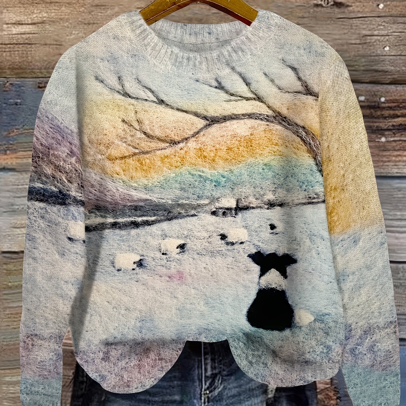 Cute Dog Pattern Print Pullover Sweater