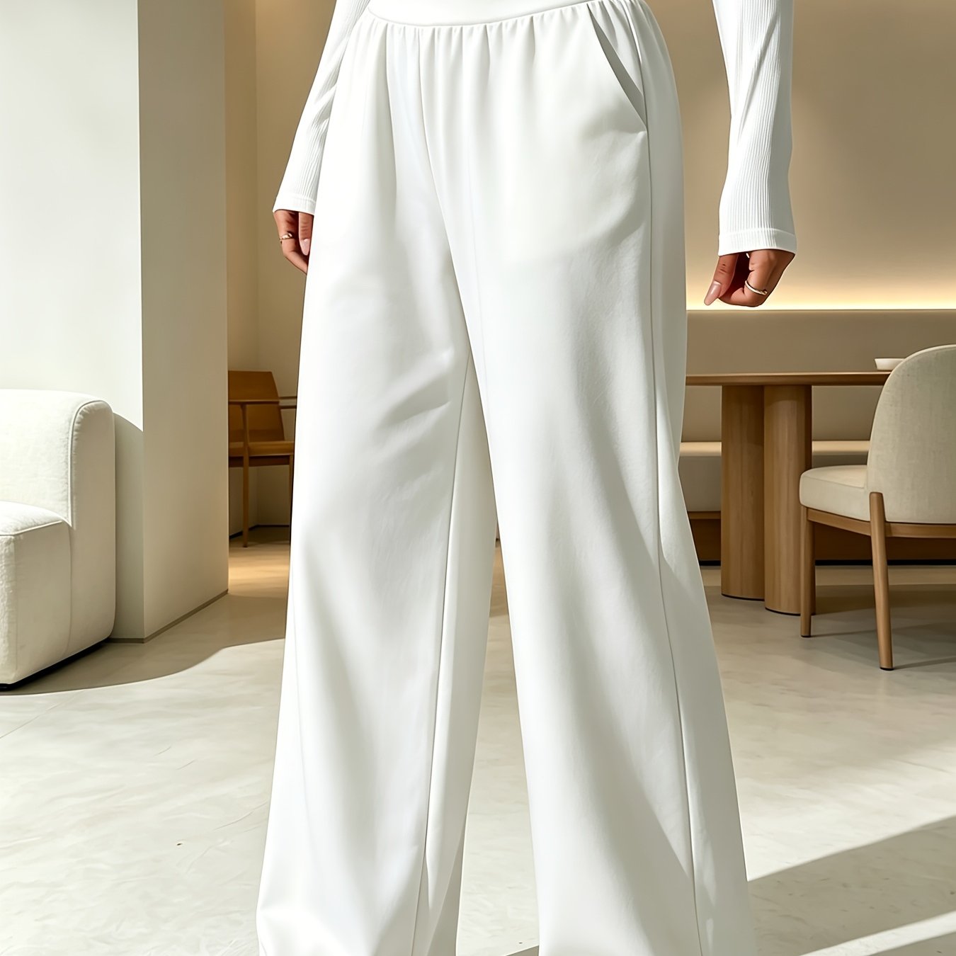 TEMU Women's High-waist Long Pants, Easy For Daily Commute And