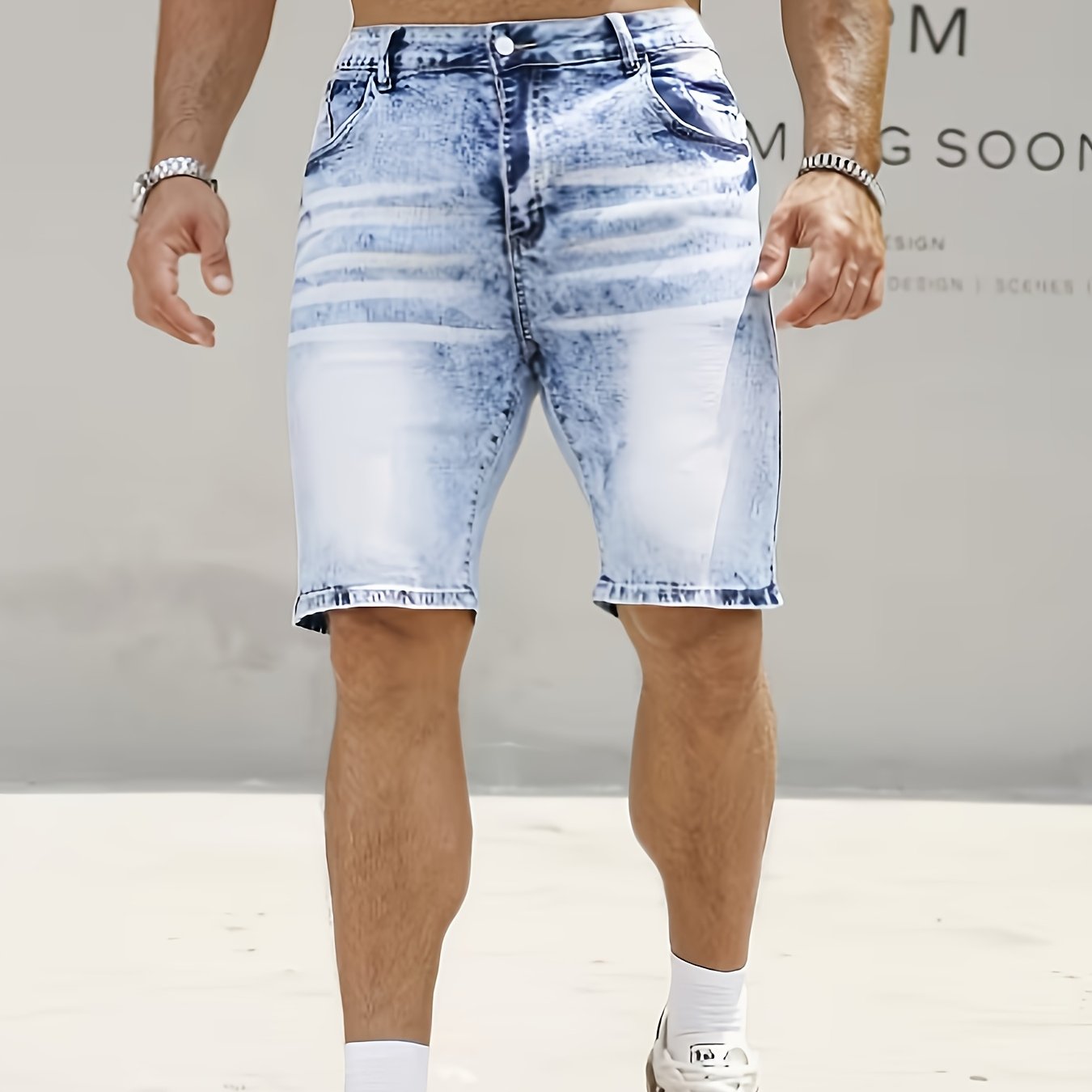 Men's Brushed Stretch Fashion Comfortable Slim-fit Denim Shorts