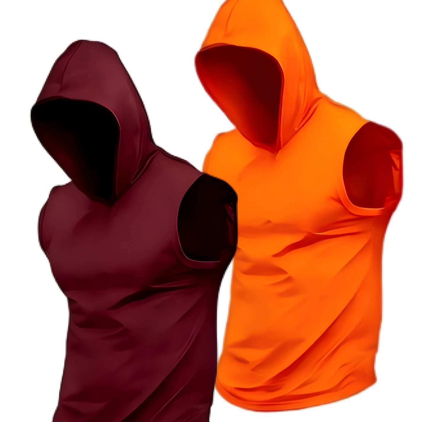 Image of 2pcs Summer Men's Sports Vest With Hood Sleeveless Workout Fitness Fishing Daily Casual Dating