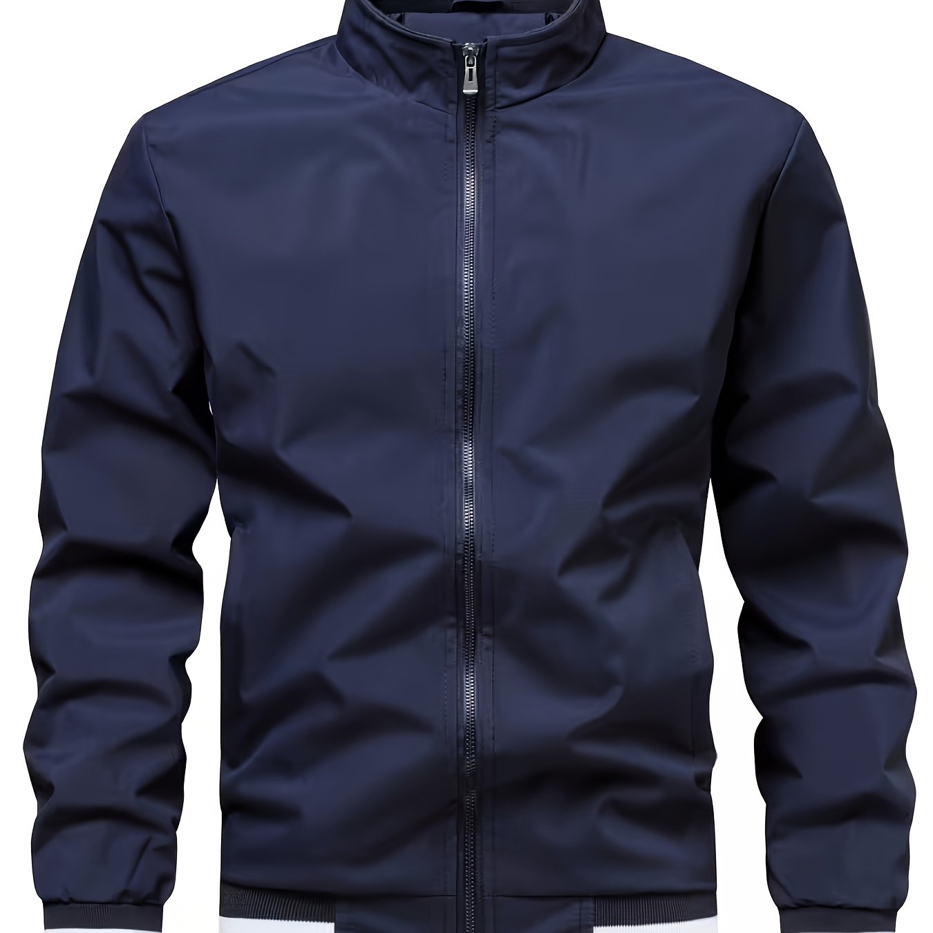 TEMU Chaqueta de hombre casual de /otoño con cuello cortavientos, gabardina y , ajuste regular, estilo moto