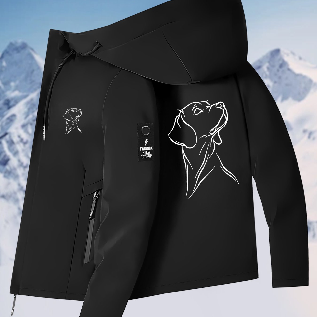 TEMU And Autumn Couple's Windbreakers With Dog Head Prints, Jackets For Outdoor Climbing, Suitable For Men And Women