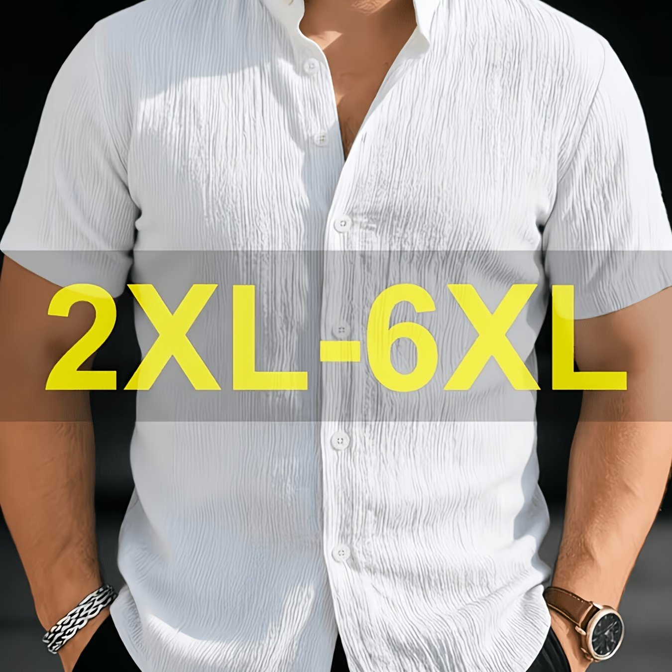 TEMU Plus Size Men's Summer Shirts, 2xl-6xl Henley Collar And Collar T-shirts - Lightweight And Breathable, Easy To Care For, Perfectly Suitable For