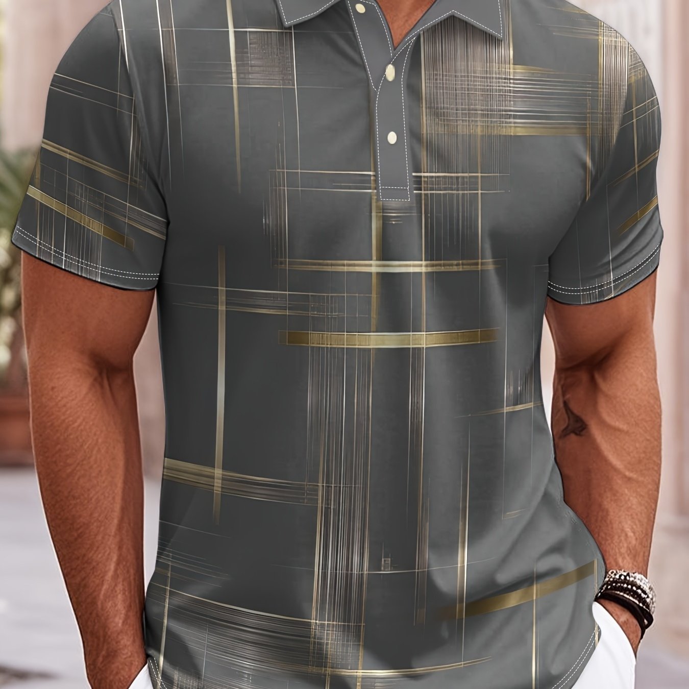 TEMU New 2026 Shirt, New! Men's Printed Casual Short-sleeve Shirt, Suitable For Golf And Daily Wear, Choice For Male , A Holiday Essential. Printed