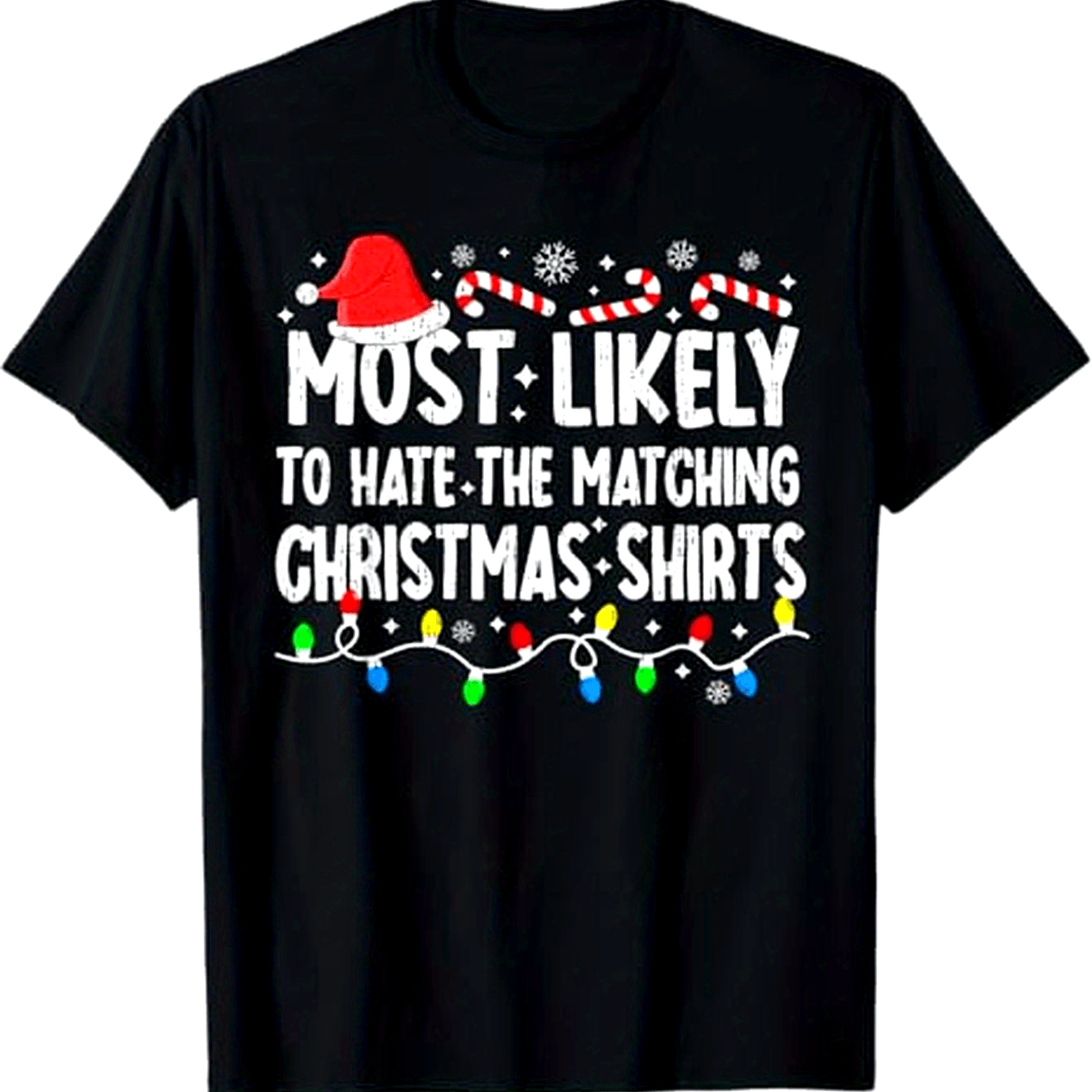 TEMU T-shirt humoristique pour familles : qui déteste probablement de Noël coordonnés, 100% coton, disponible en tailles S à XXXL, Couleur : Noir