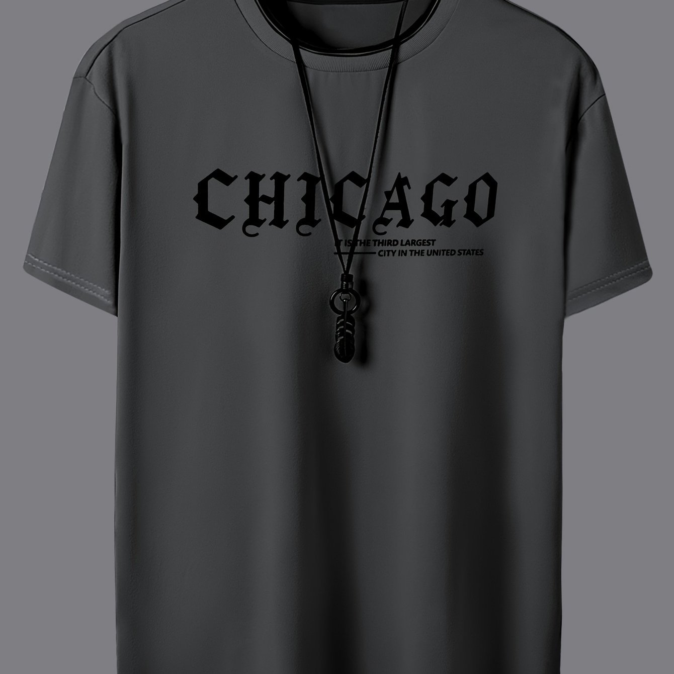 Image of Men's - Easy - Casual - Fashionable - Trendy - Comfortable - Chicago Letter Pattern Print Short Sleeve - T-shirt - Summer - Breathable - Sweat-absorbent - Cool, Sweat-resistant