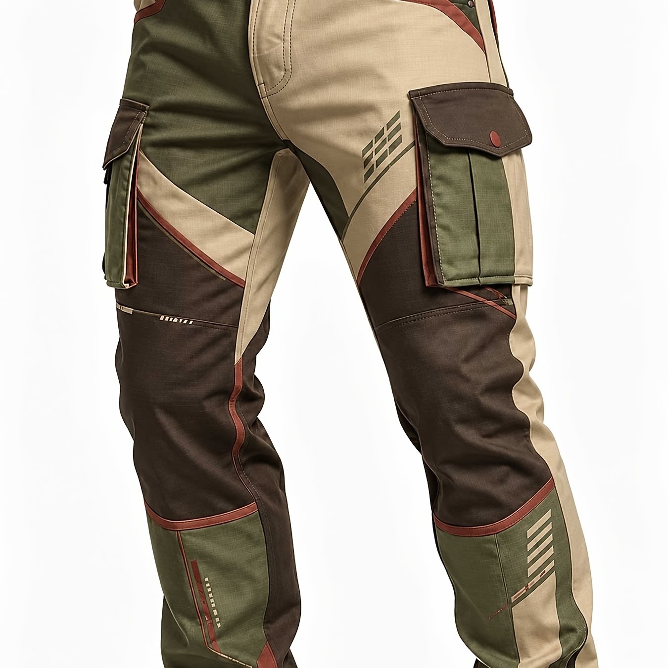 TEMU Men's Beltless Mid-rise Work Pants With Double Pockets - Machine Washable Twill Trousers Suitable For Urban Streetwear,, & Daily Wear, Regular