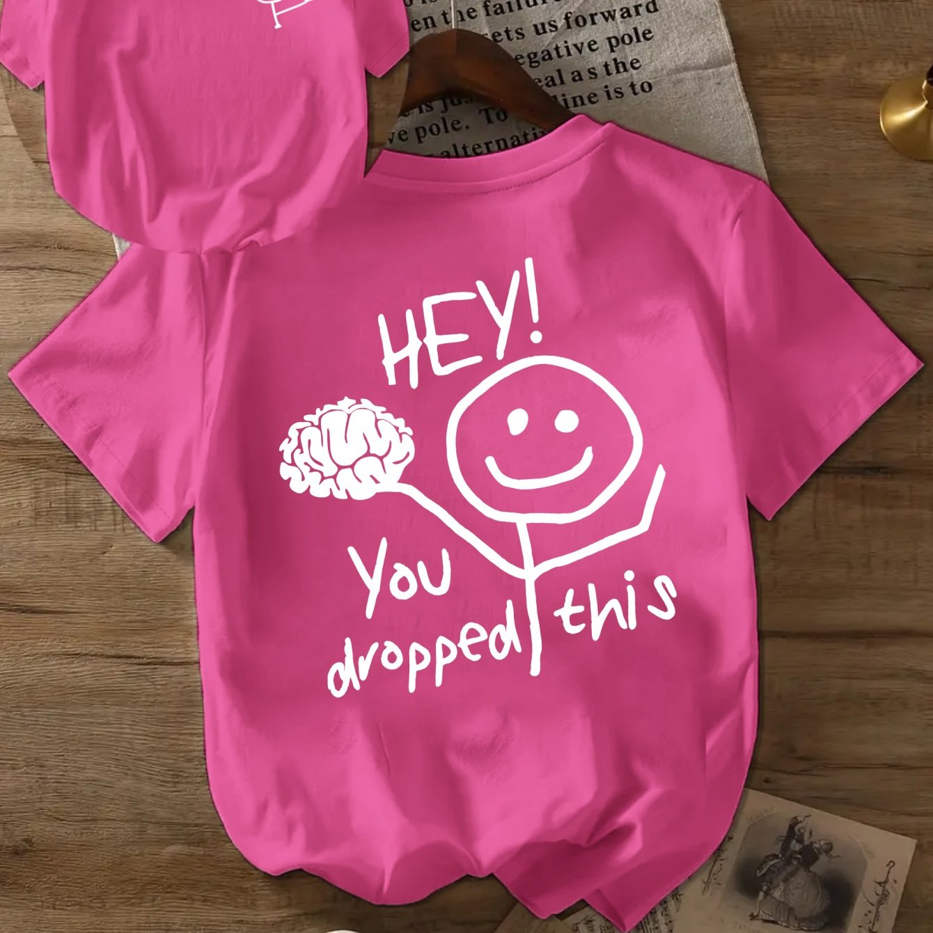 TEMU Casual Short-sleeve Crew Neck T-shirt With Letter Print, Perfect For Summer And Spring, Designed For Women
