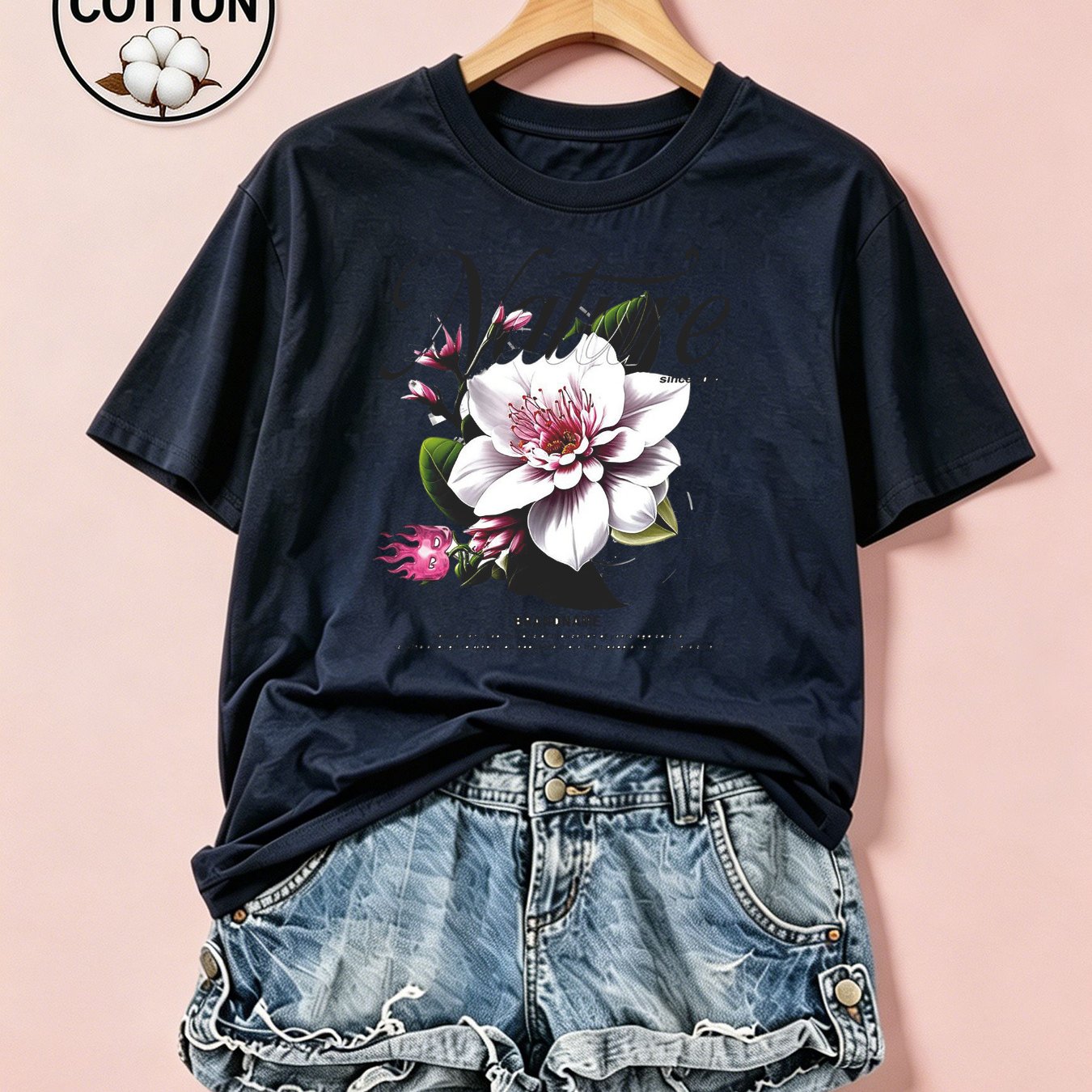 Women's Black Round-neck T-shirt - Loose Fit Breathable Solid Suitable For Spring/summer, Casual Casual Attire, Machine Washable -compatible Style (no ) For Layering Or Outfits