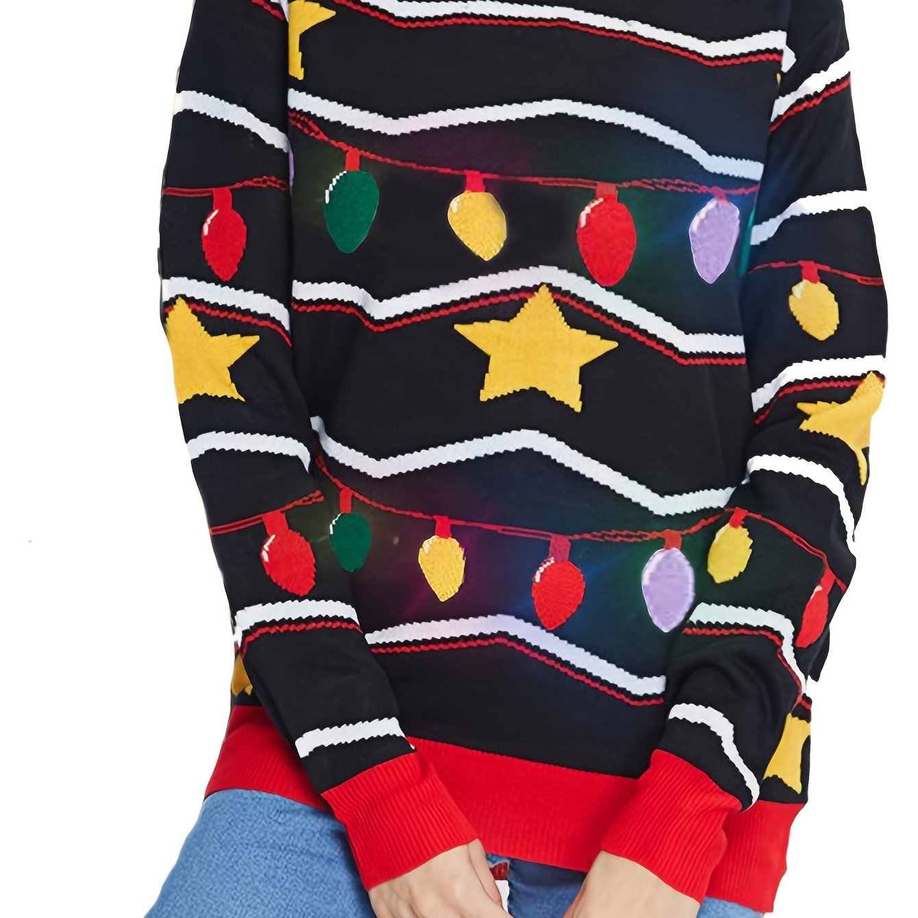 Image of Women' - Crewneck Pullover With Ugly Sweater Outfits, Cozy Winter Sweater Suitable For Fall Winter, Machine Washable Non- Style For Holiday Parties & Casual Wear
