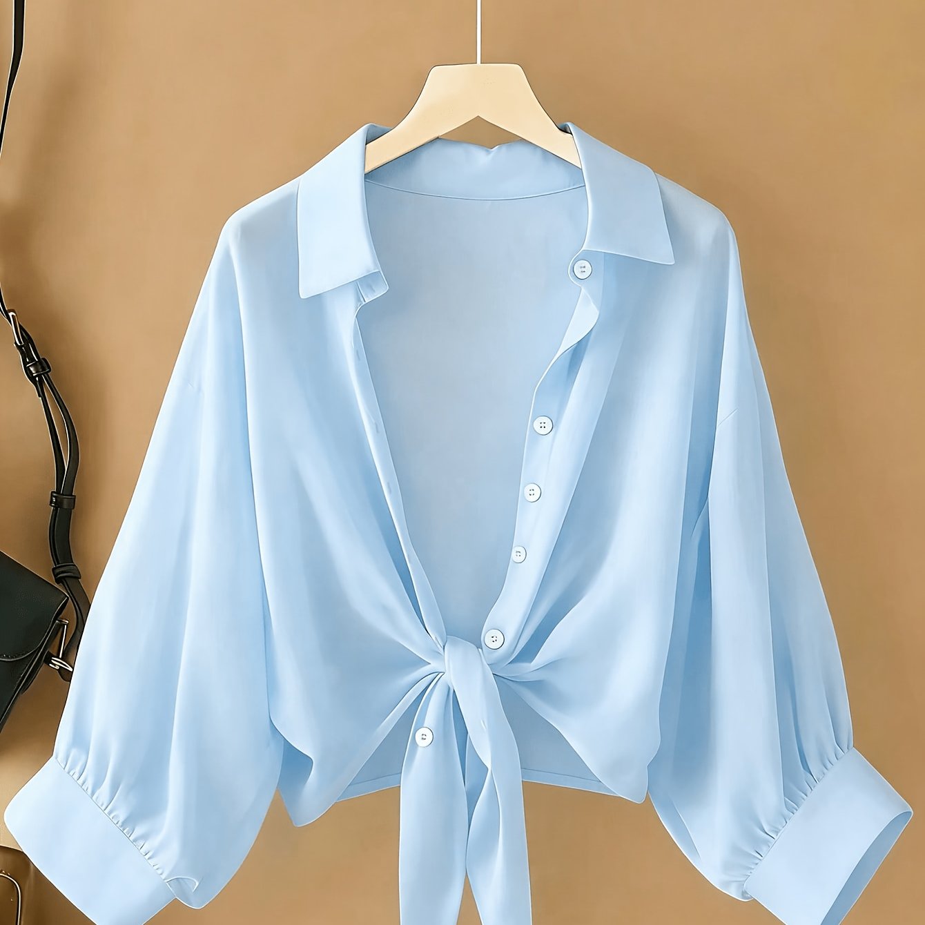 TEMU New Batwing Cardigan Short Casual Chiffon Shawl, Sunscreen Breathable Solid Color Women's Shirt