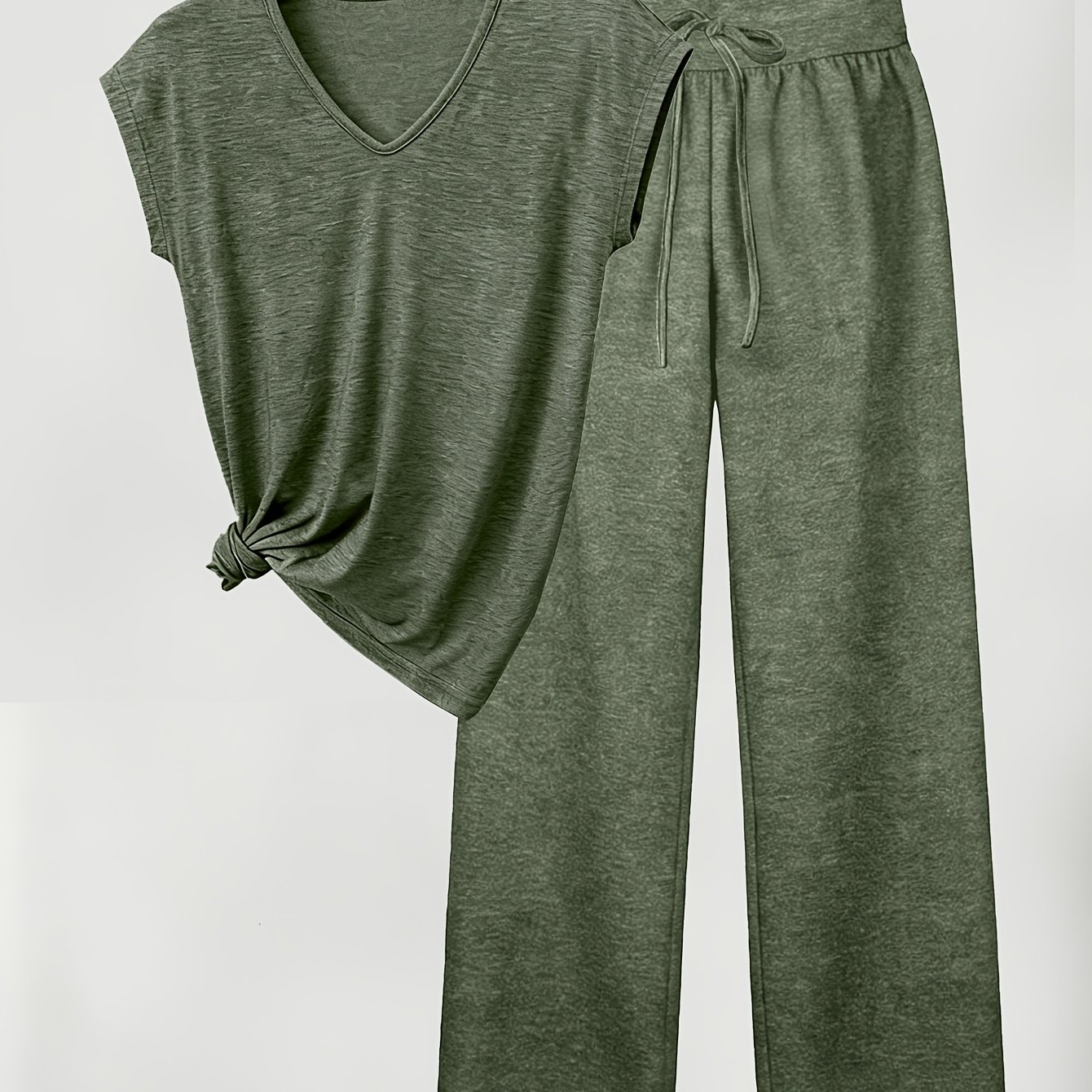 TEMU Completo da donna composto da maglietta a maniche corte con scollo pantaloni lunghi, design , vestibilit� confortevole, tessuto elasticizzato