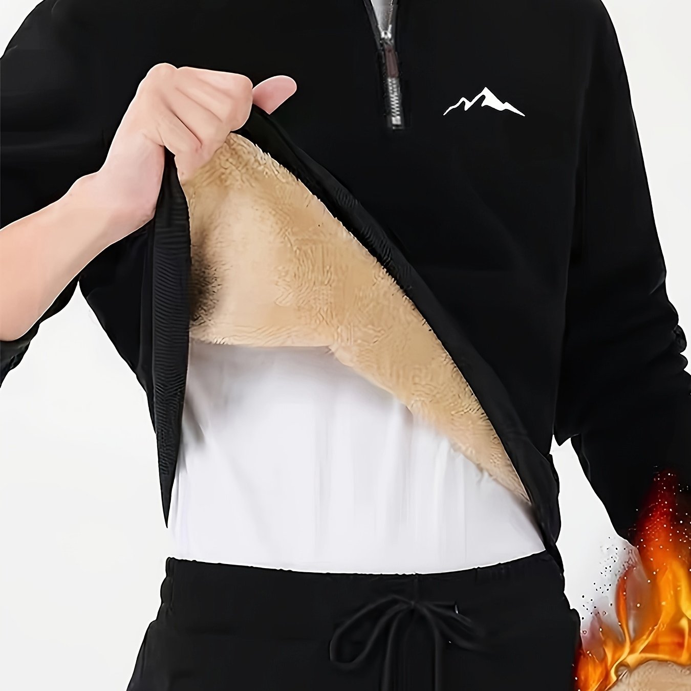 Image of Men's Mock Neck Sweatshirt, Casual Half- Jacket For Autumn And Winter