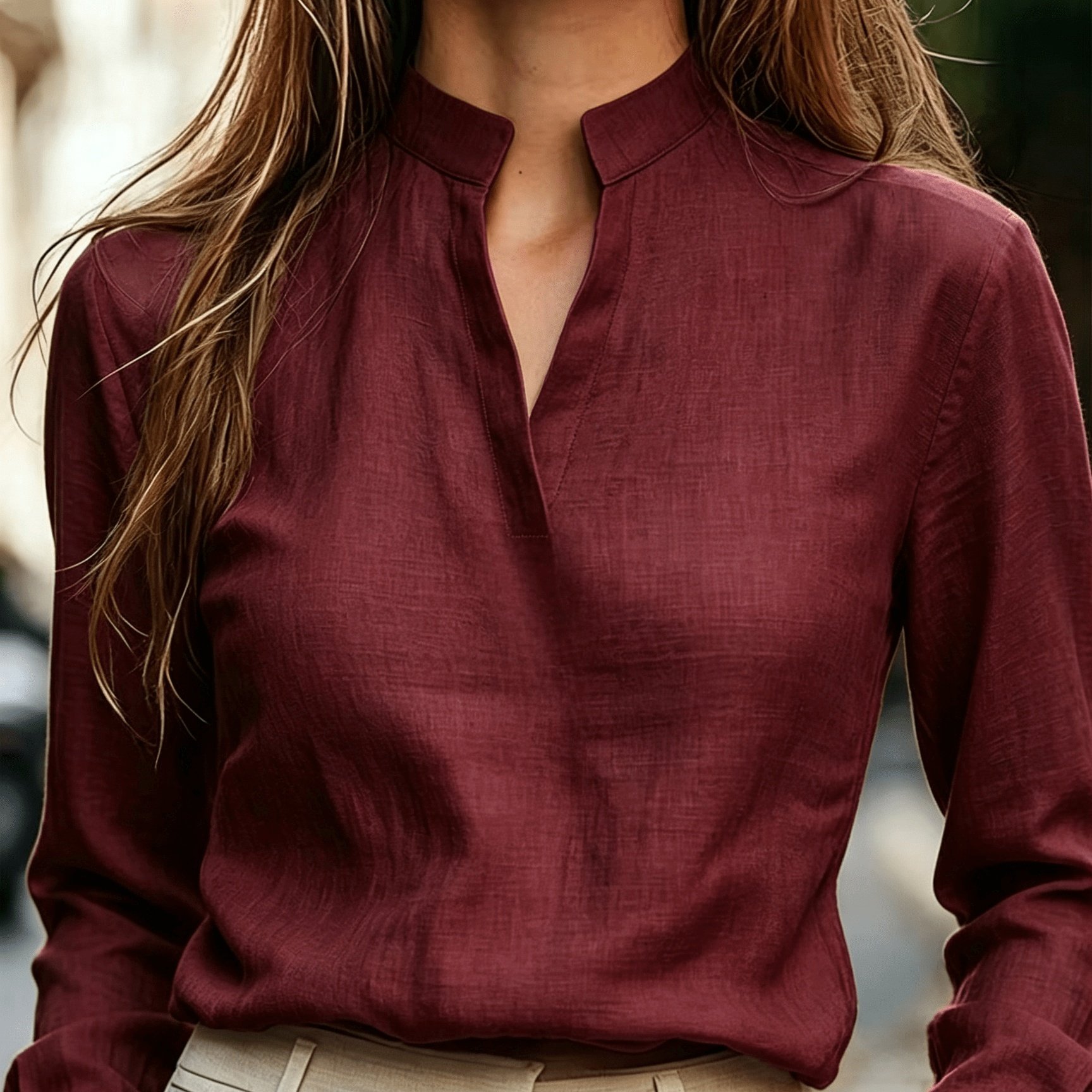TEMU Chemise à Manches Longues pour Femmes, Chemisier de Navette avec Col Montant