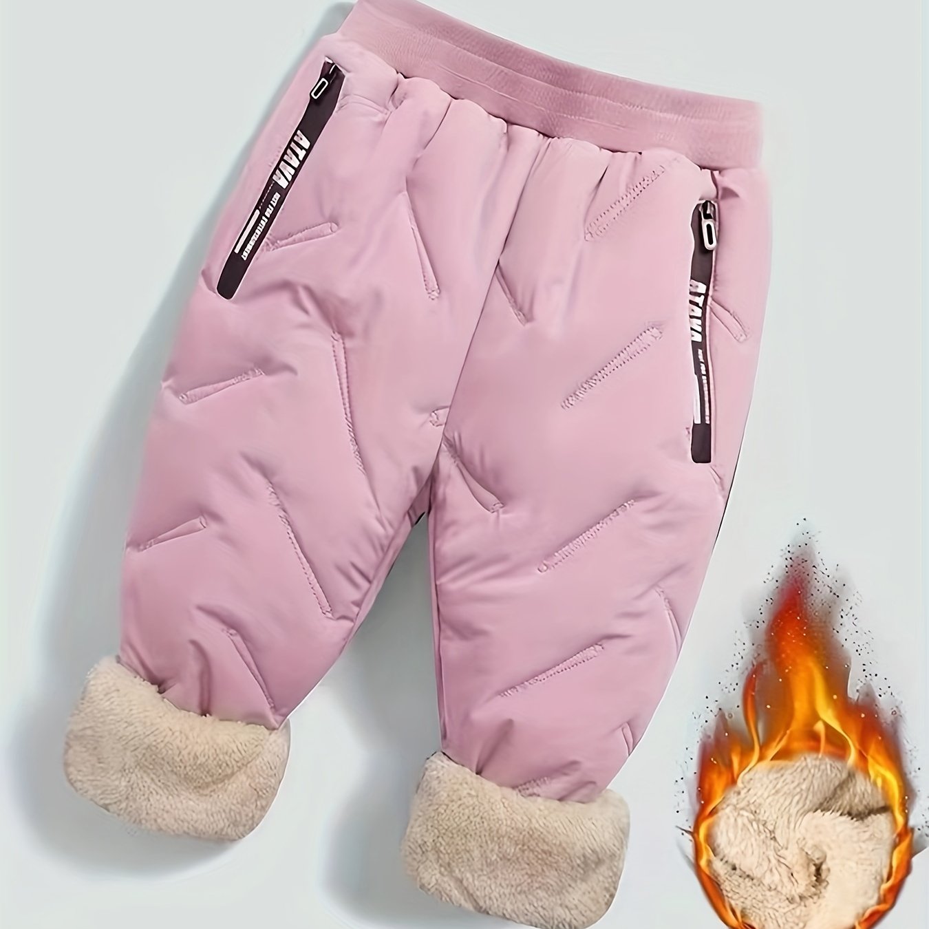 Image of Girls' Thickened Snow Pants Fleece-lined Trousers Mid-to-large Size Warm Casual Pants Autumn Winter Bottoms, For Outdoor