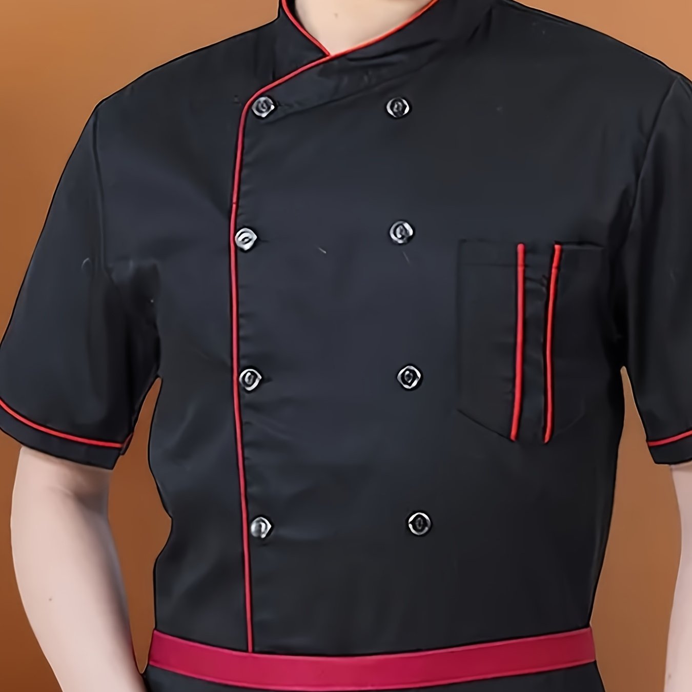 1breathable Short-sleeved Chef's Uniform; Short-sleeved Men's Uniform For ; Kitchen; Baking; Western Restaurant Baking; Men' For School Cafeteria
