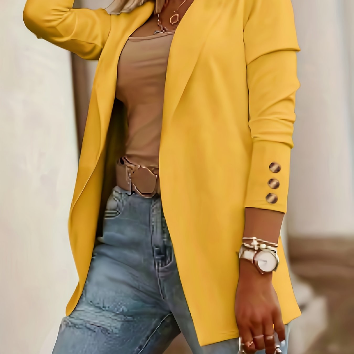 TEMU Plus Size - Plus Size - Fashionable Elegant Solid Color Blazer