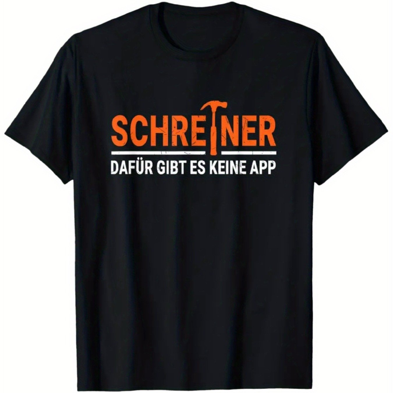 Men's Carpenter T-shirt With German App Design - Tool-themed Short Sleeve Round Neck Casual Workwear For Woodworking, Diy Projects & Construction - Machine Washable Fit For & - Digital