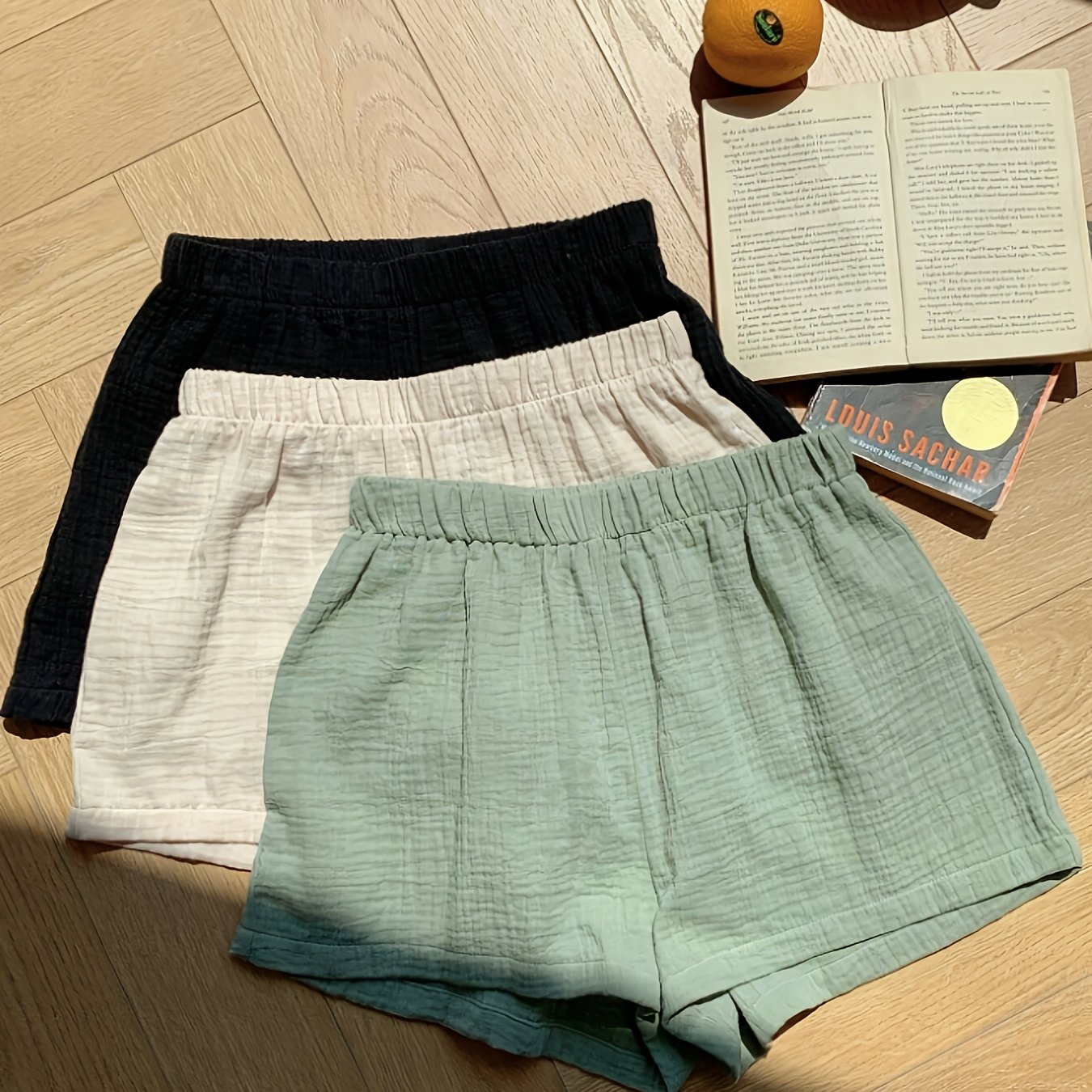 Women's Fashion Casual Shorts Three-piece Set
