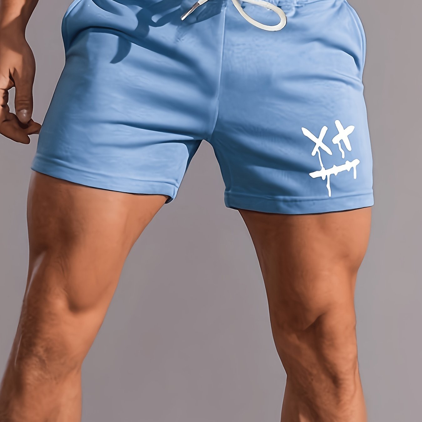 TEMU Men's Casual Dizzy Face Graphic Drawstring Shorts, Male Clothes For Summer