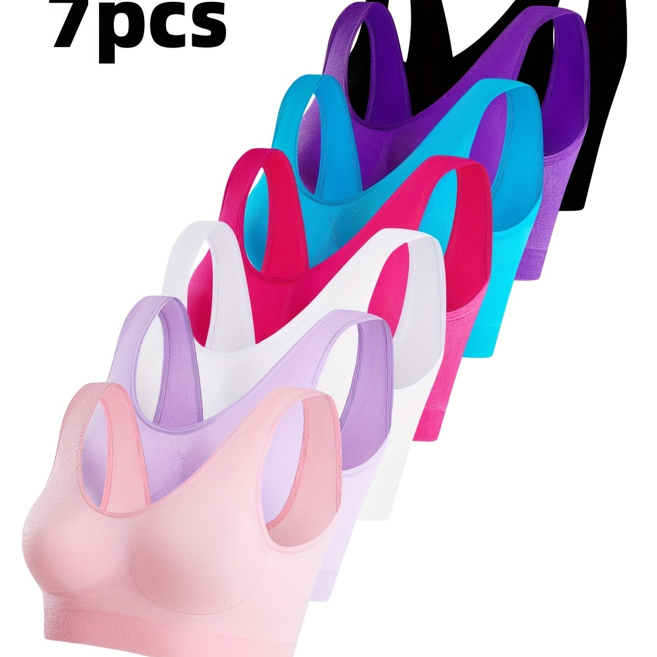 TEMU 7 Sports Bras, Comfortable And Breathable Bras, Women's Underwear And Vests