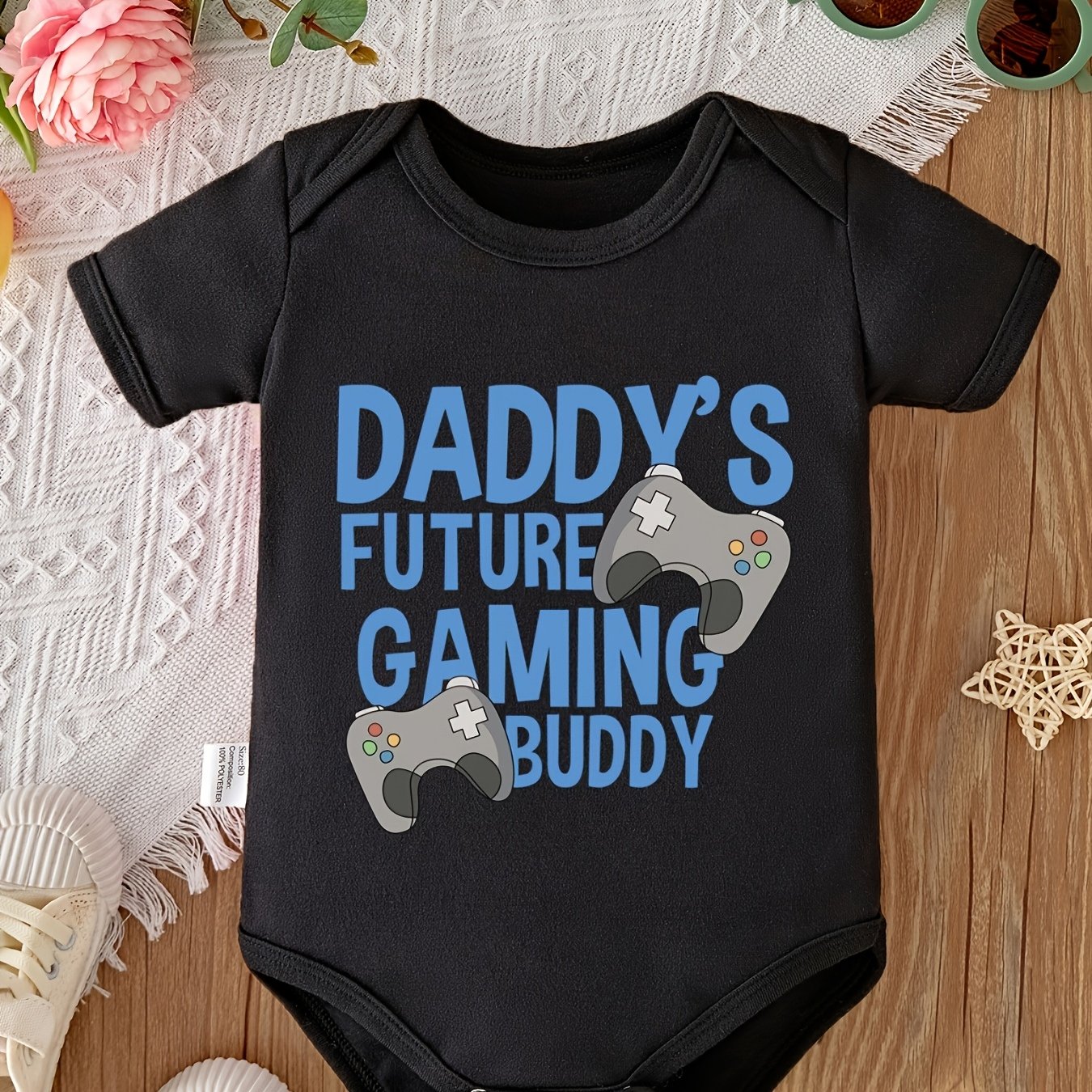 Daddy's Future Gaming Buddy New Baby Romper Summer Short-sleeved Newborn Triangle Romper Pregnancy Gift, For Outdoor
