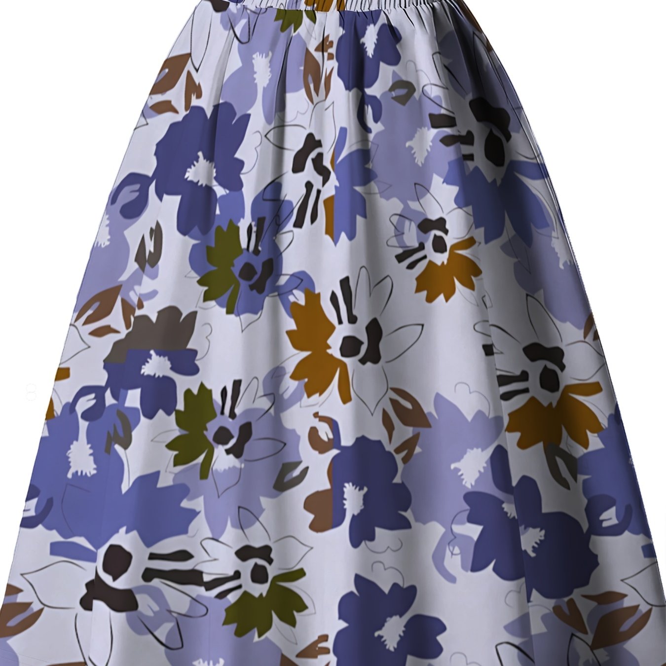 TEMU Women's Printed Skirt, Elastic Waist A-line Flared Skirt, Casual Vacation Skirt