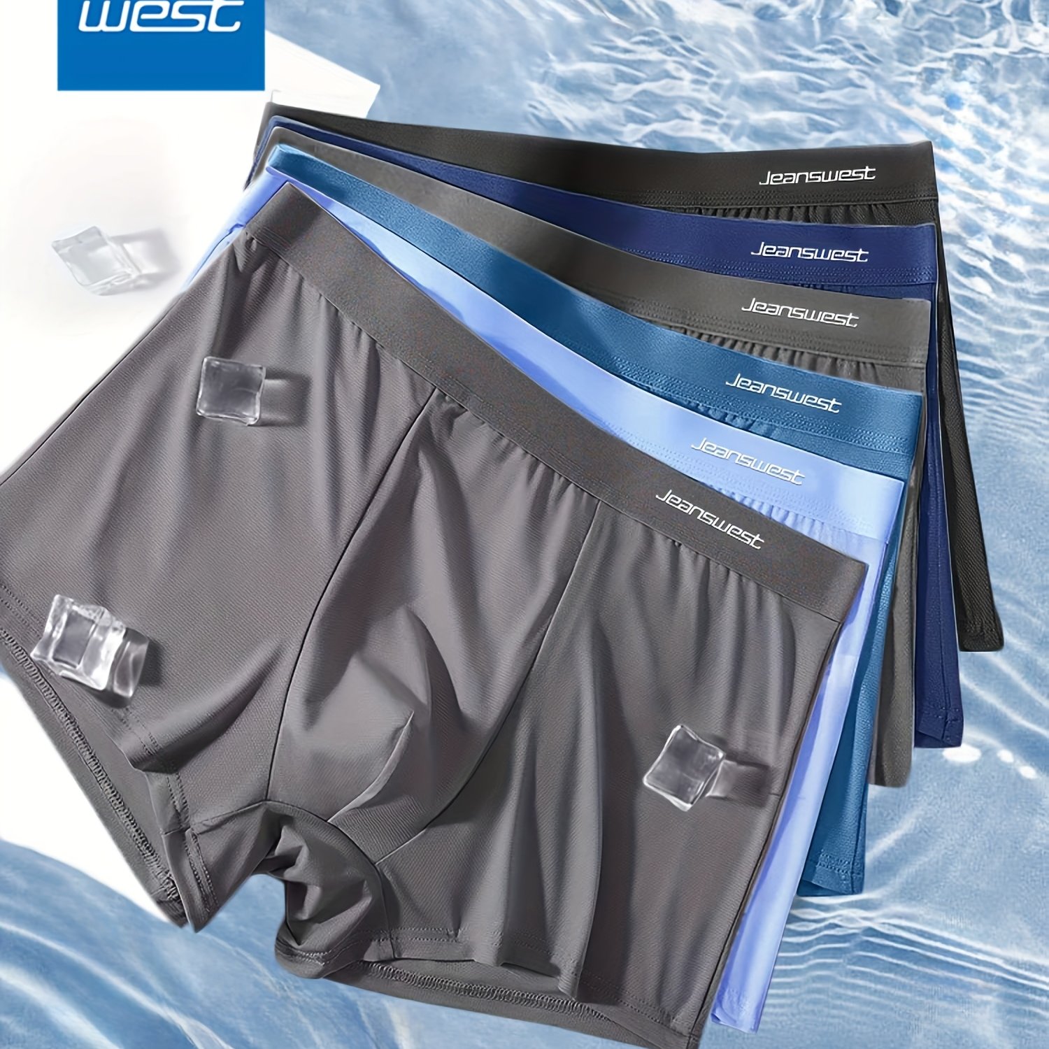 E-shop JEANSWEST 6er-Pack Herren Unterwäsche Eis Slips Klassische Einfarbige Unterwäsche Kühlende Flache Slips Herren Flache Slips