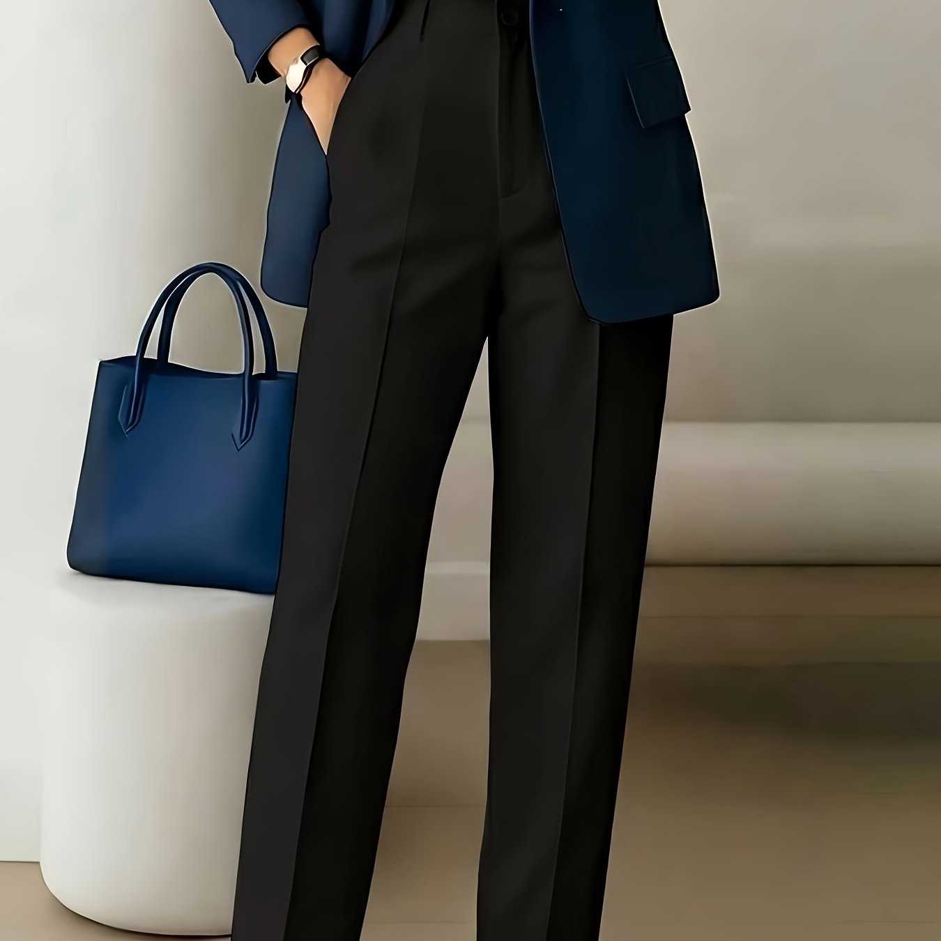 TEMU Zd260609038 2026 New Women's Elegant Casual Slim-fit Trousers, Women' Color Long Pants, Style For Daily Wear, Work, And Casual