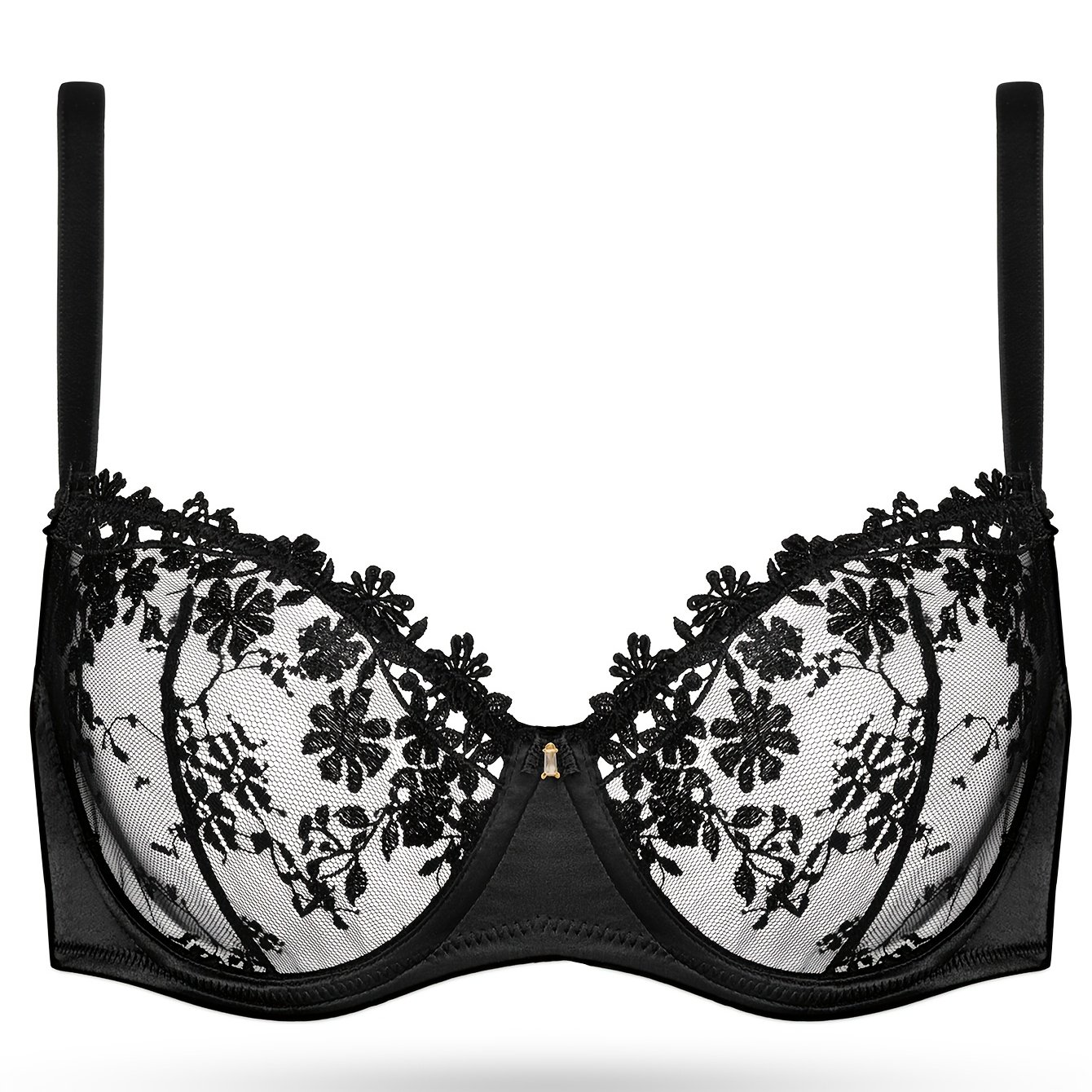 Lace Underwire Bra For Plus Size Women, Sheer Jacquard Design Without Padding