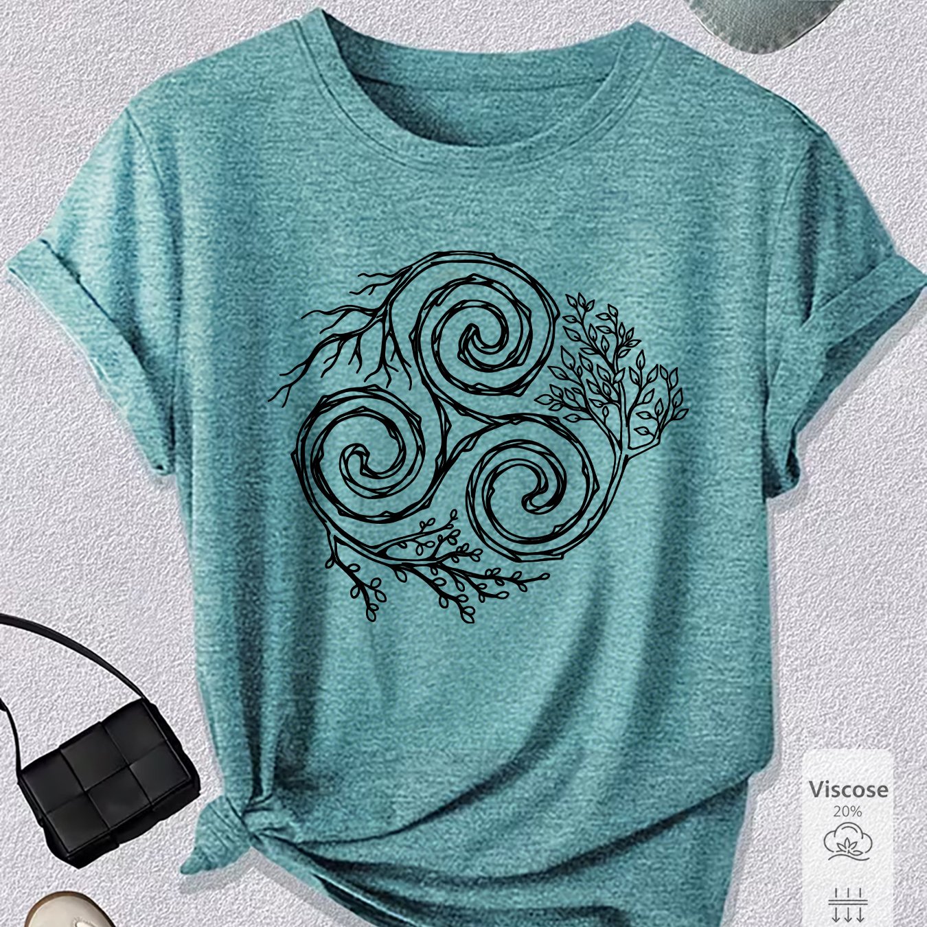 TEMU T-shirt Arbre de Vie pour Femme - Haut Respirant à Manches Courtes et Col Rond, Convient pour de Sport, l'Entraînement et les Tenues