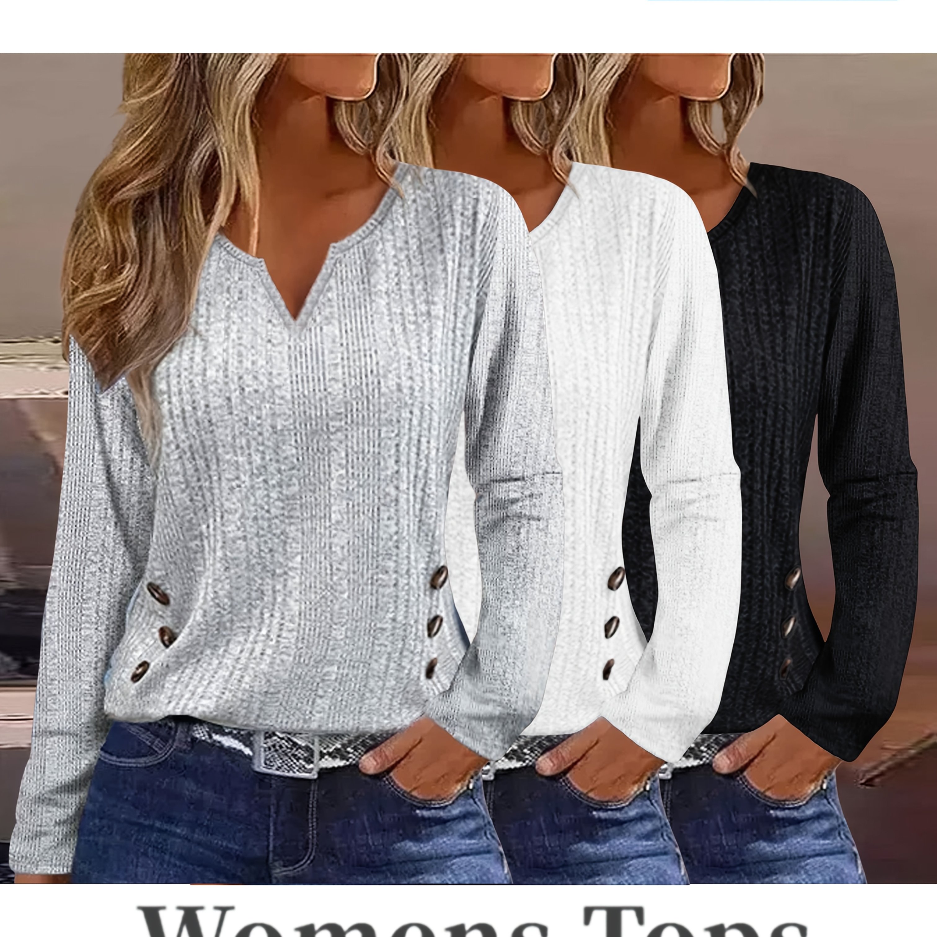 Women's Spring/autumn Three-piece Set: Small V-neck Elegant And Versatile Long Sleeve