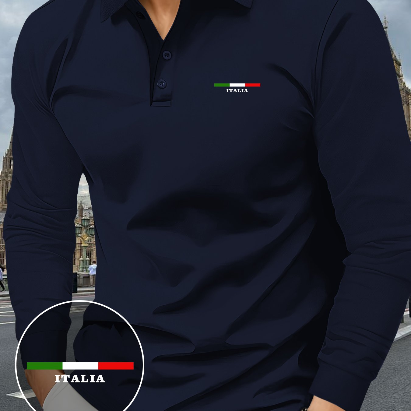 TEMU Italia Pattern Plus Size Men's Outdoor Golf & Equestrian Casual Shirt With Long Sleeves, Mature Men's Business Casual , Breathable And