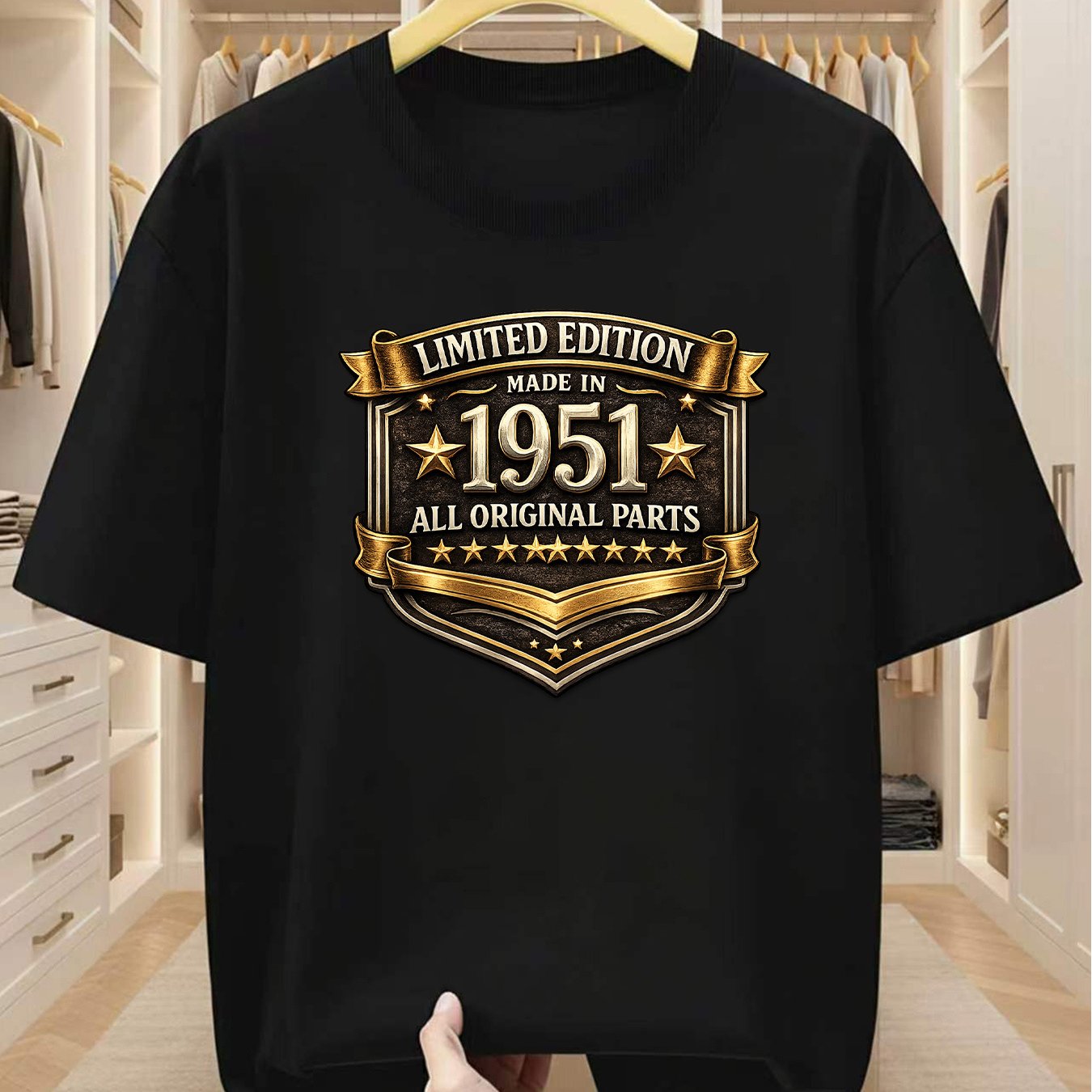 Image of Plus Size Men's T-shirt 100 Cotton Edition 1951 All-original T-shirt Comfortable Casual Short-sleeved T-shirt For Summer, Plus Size