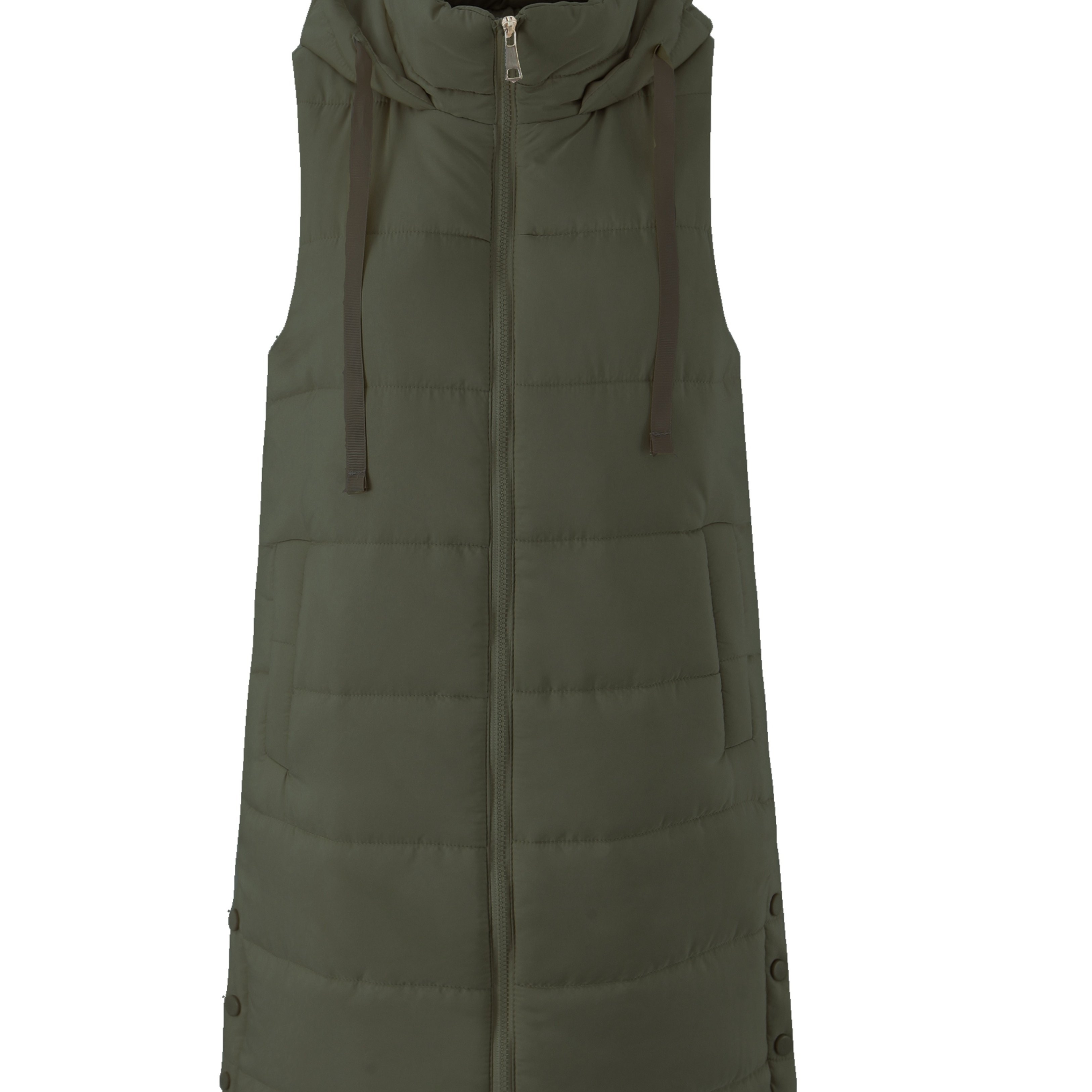 TEMU Women's Casual Hooded Vest Coat | Solid Color, Spring/fall Season, With Pockets