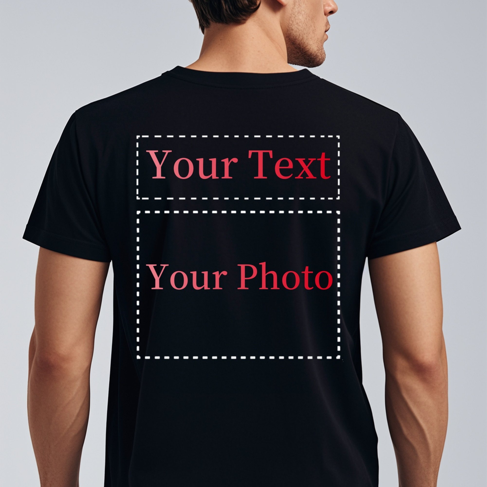 White T-shirt With Your Own Text & Photo - Ized Logo, Black Short Sleeve Round Neck Tee Suitable For Team Building, Events, Company Branding, Dance Teams - Bulk Orders Welcome