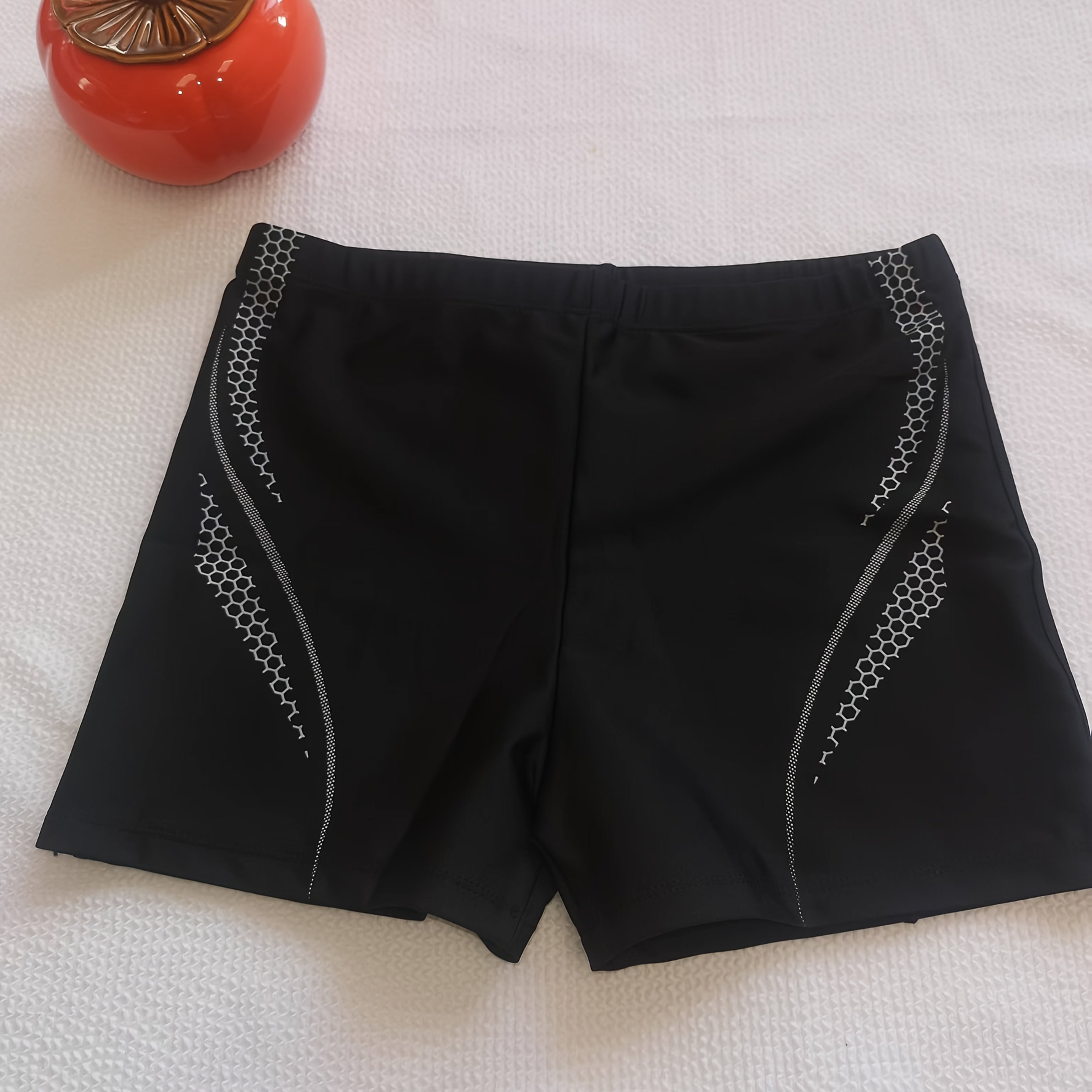 Image of Men's High-elastic Rubber Print Flowing Print Slim Fit Drawstring Adjustable Waist Flat-leg Lined Sports Swimming Trunks Sports Pants