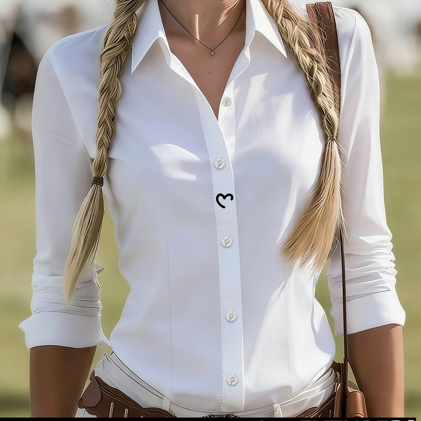 TEMU High-end Women's Shirt, Niche Design With Elegant Office Workwear Top, Pattern Print Lapel Shirt For Women, And Versatile Long-sleeve Base Layer